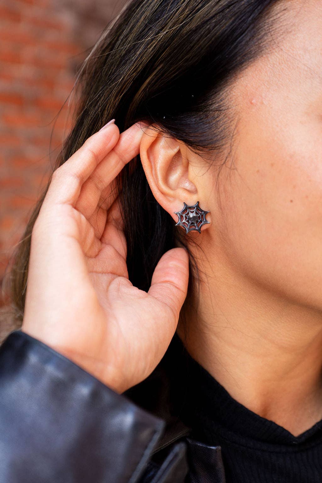 Black Spider Web Studs