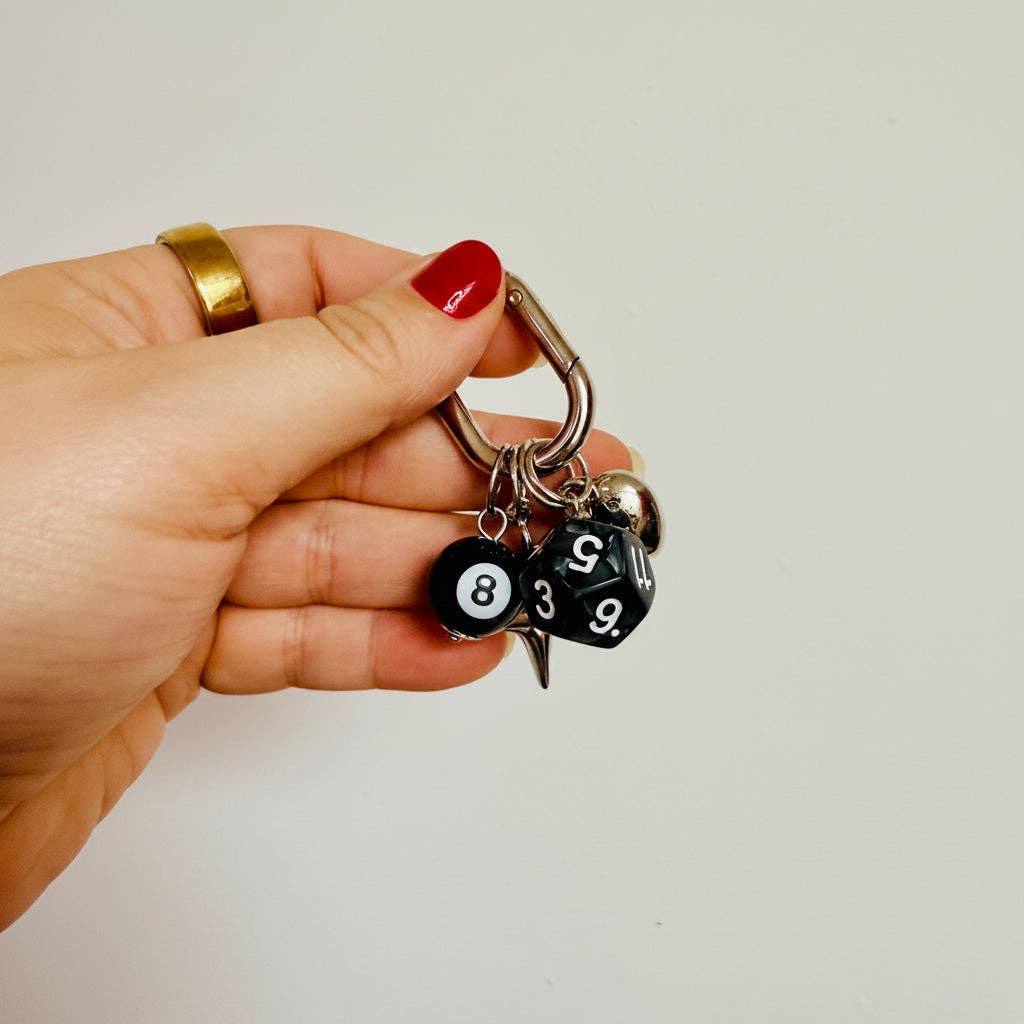 Carabiner 8 Ball and Dice Keychain