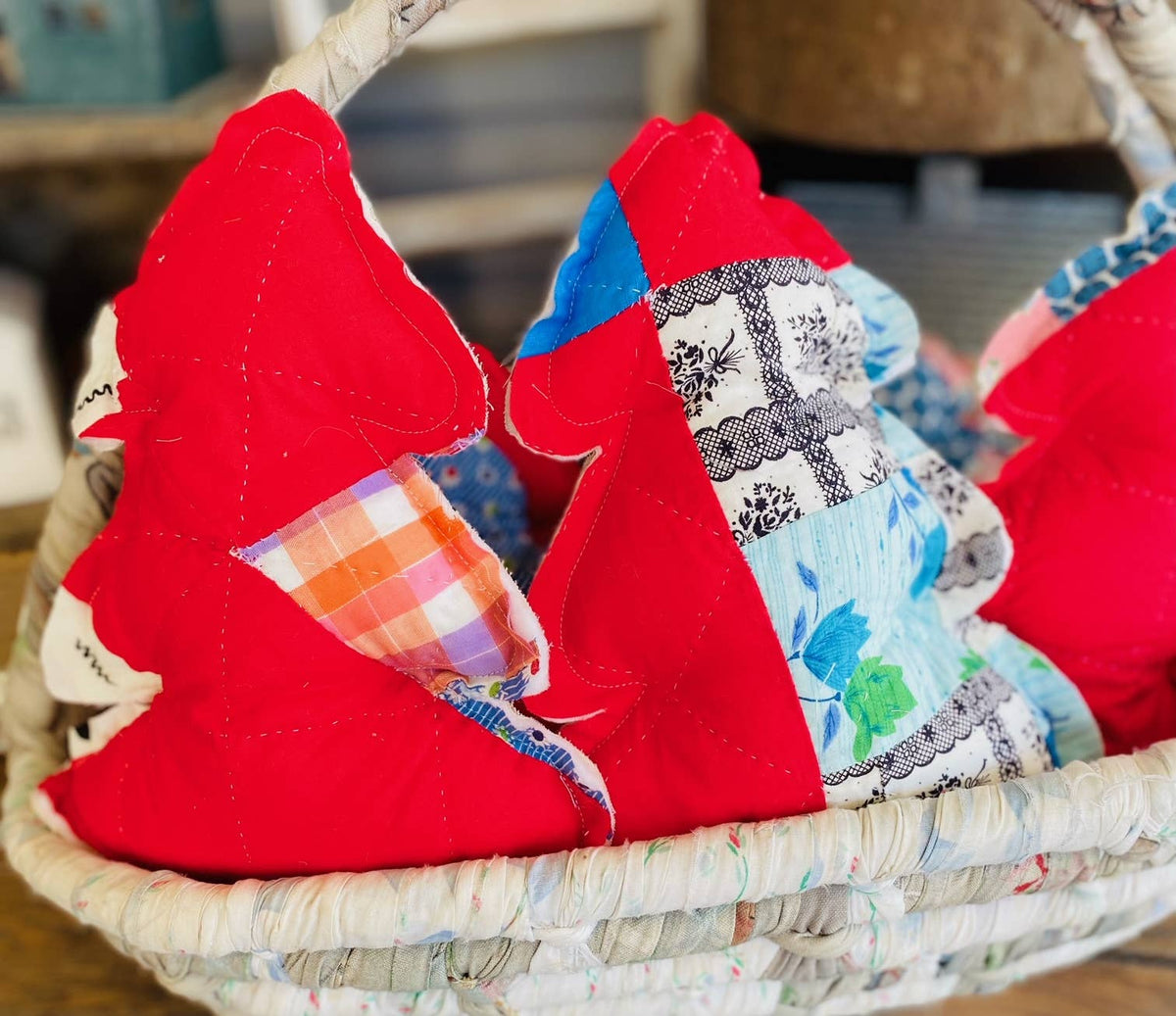 Fabric Christmas tree made from upcycled quilts