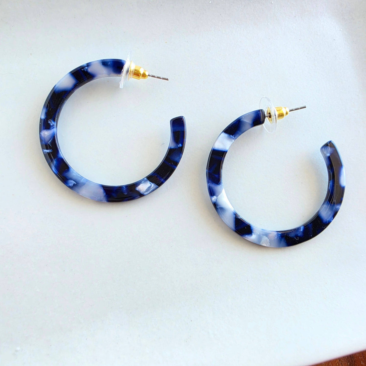 Camy Hoops - Midnight Marble // Fall, Earrings, Jewelry