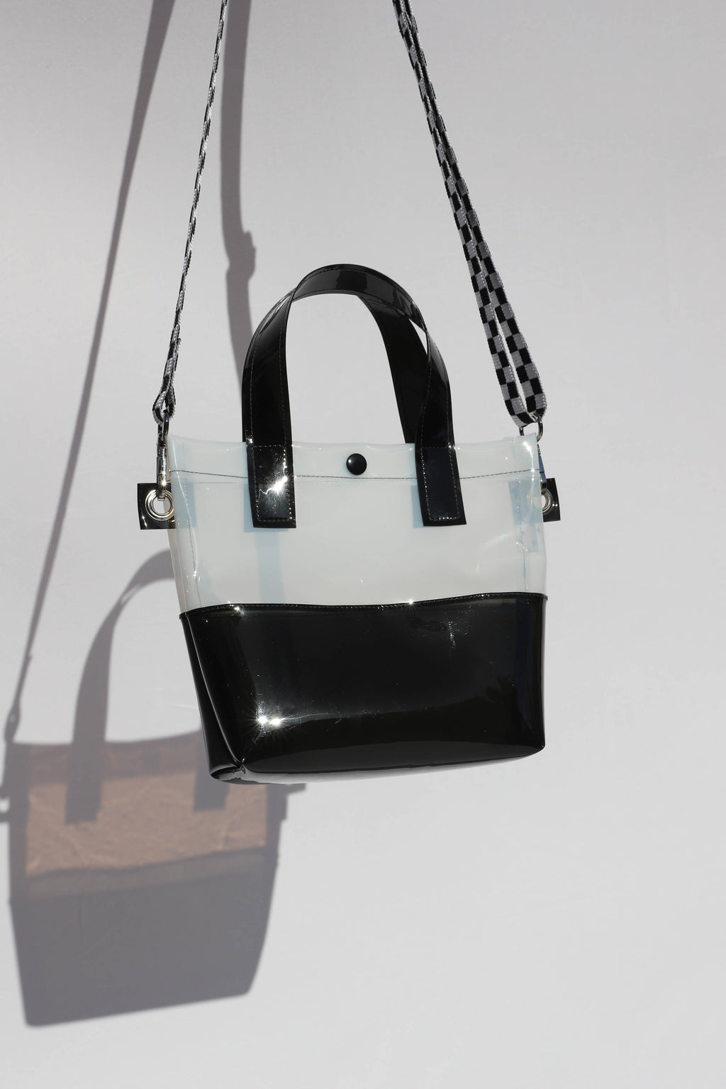 Black & White Vinyl Handle Bag