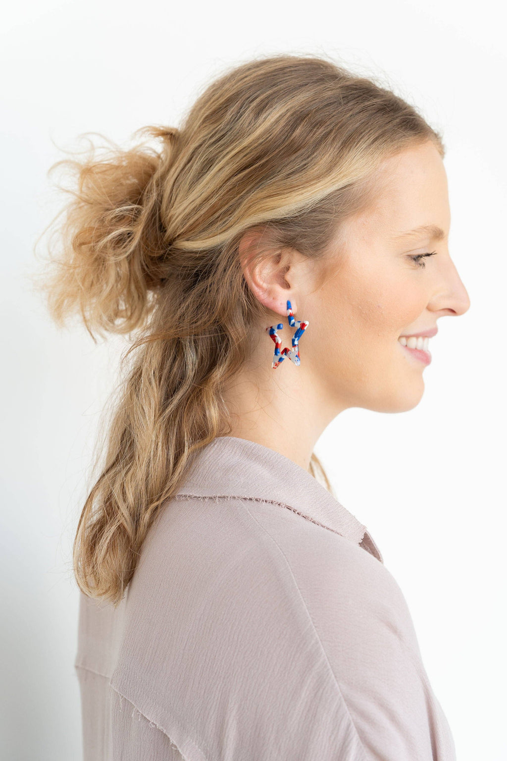 Red, White & Blue Star Hoops