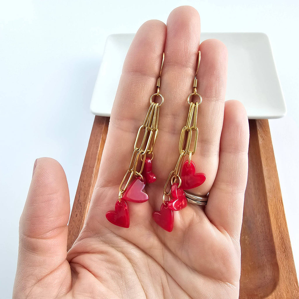 Heartstring Earrings - Red // Valentine's Day Jewelry