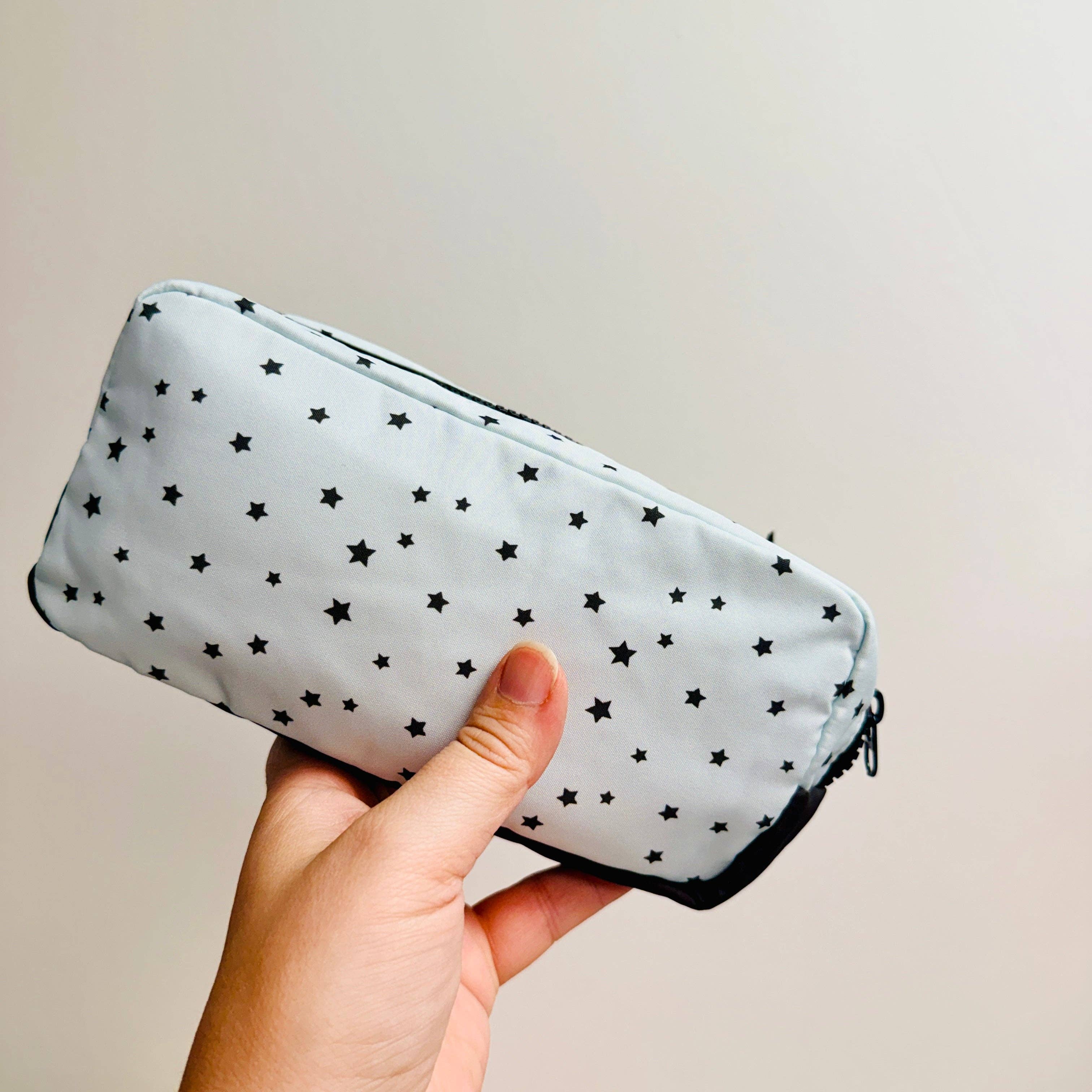 Mint Stars and Bows Makeup Bag