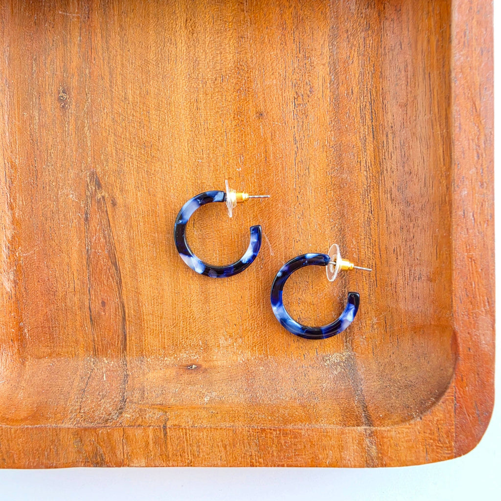 Cam Mini Hoops - Midnight Marble // Fall, Earrings, Jewelry