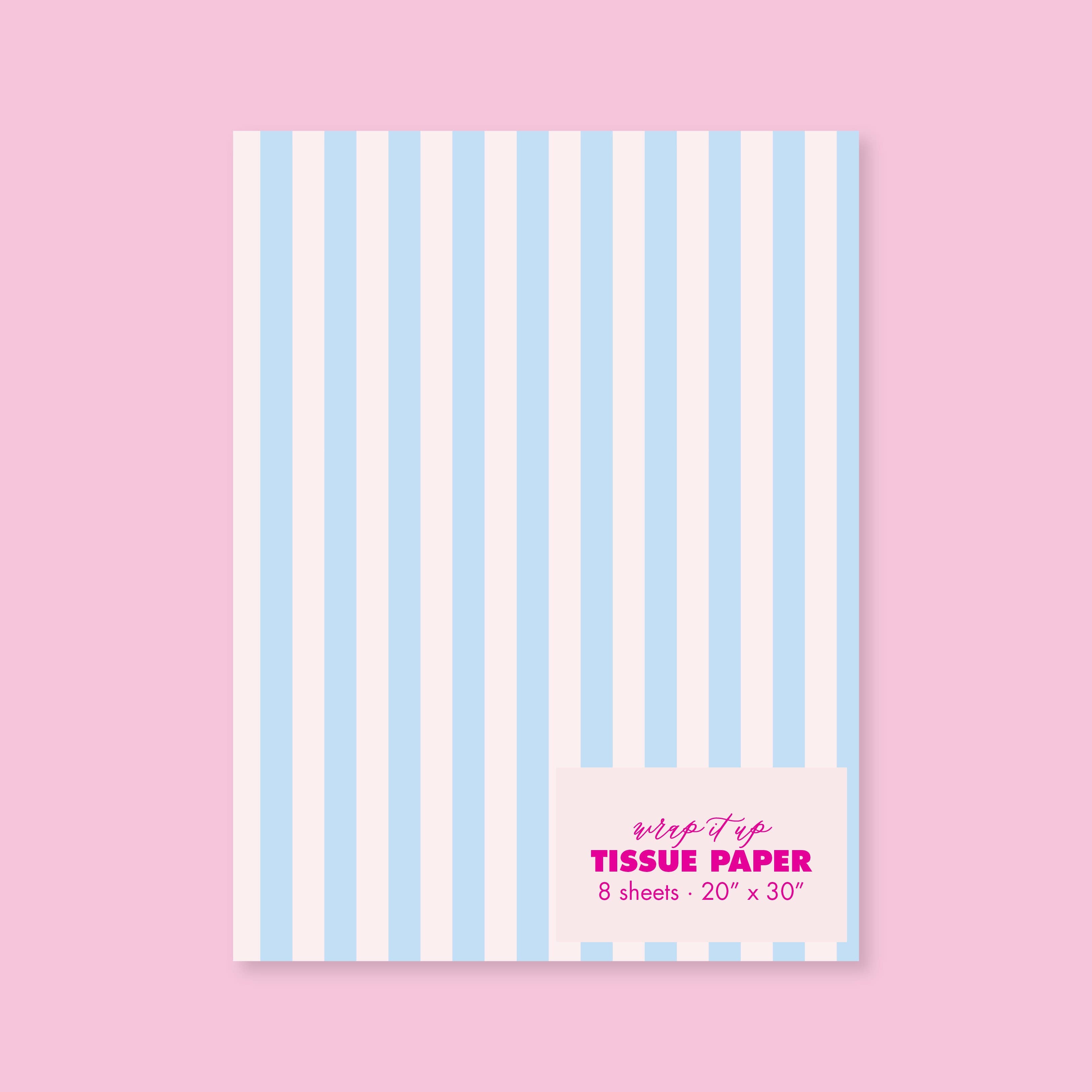 Pastel Blue/Blush Stripe Tissue Paper - Pack of 8 Sheets