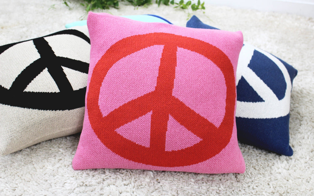 Peace Sign Knit Pillow