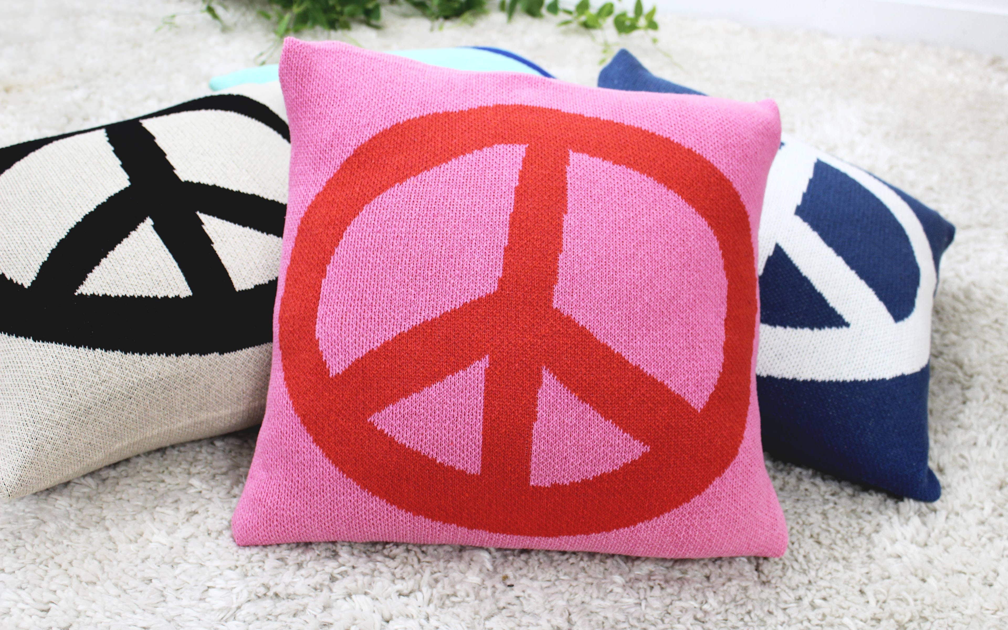 Peace Sign Knit Pillow