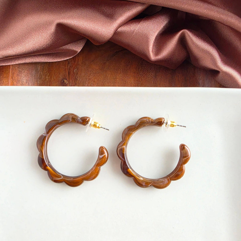 Scarlett Hoops - Cocoa Brown // Fall, Resin, Earrings