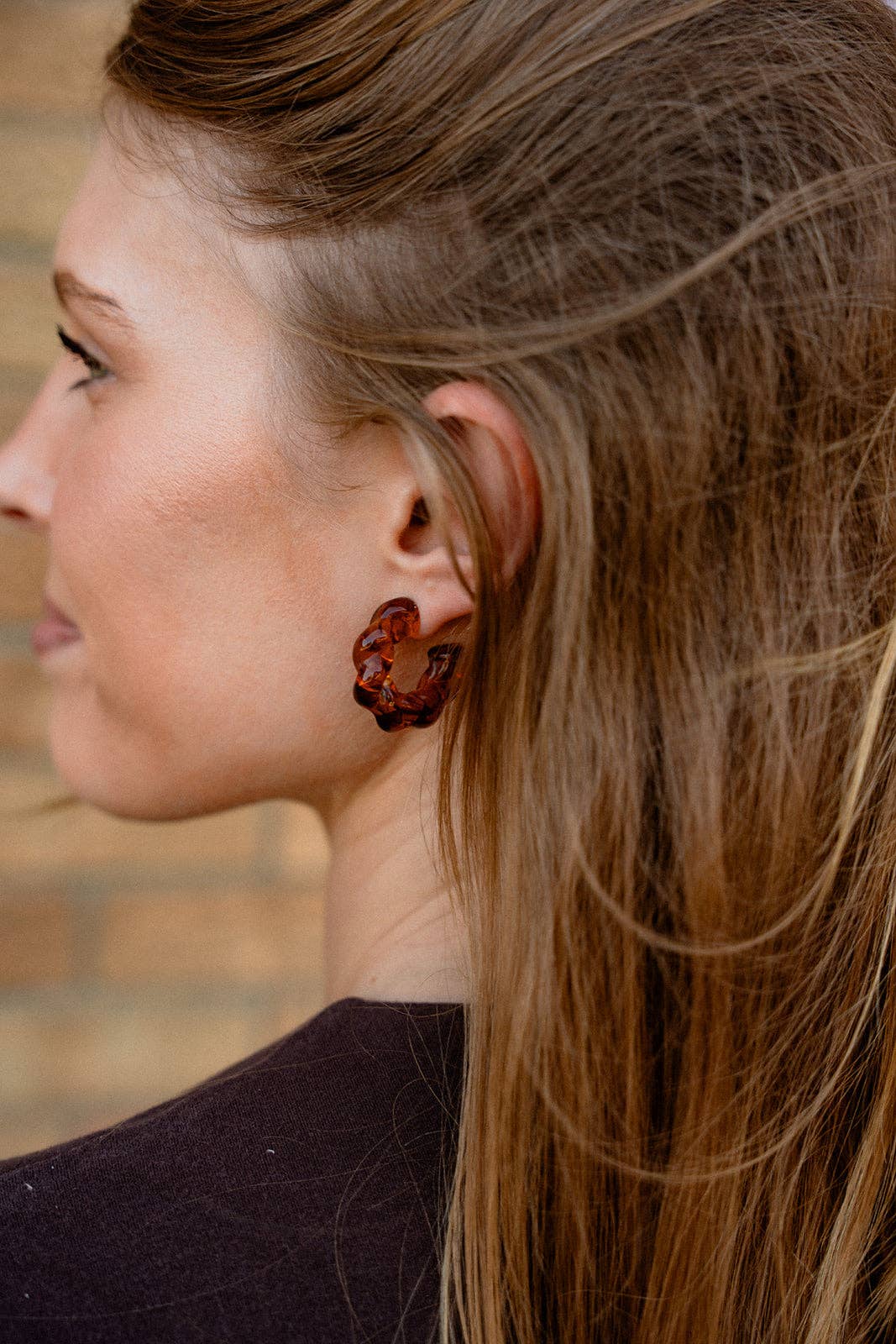 Ramona Hoops - Amber // Fall, Resin, Earrings, Jewelry