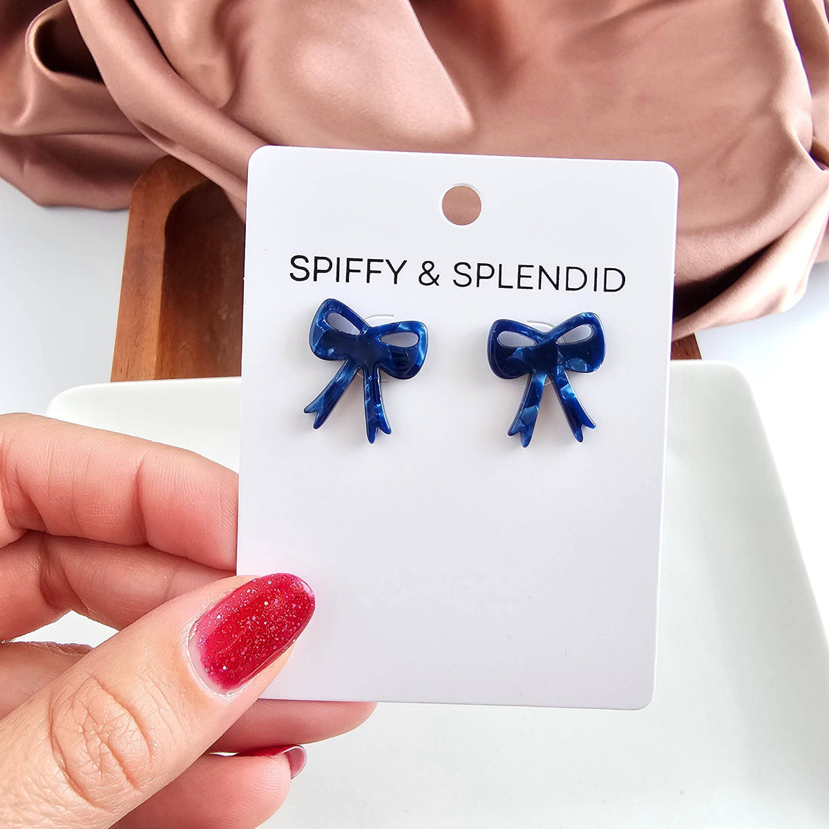 Bow Studs - Navy // Jewelry, Earrings, Fall