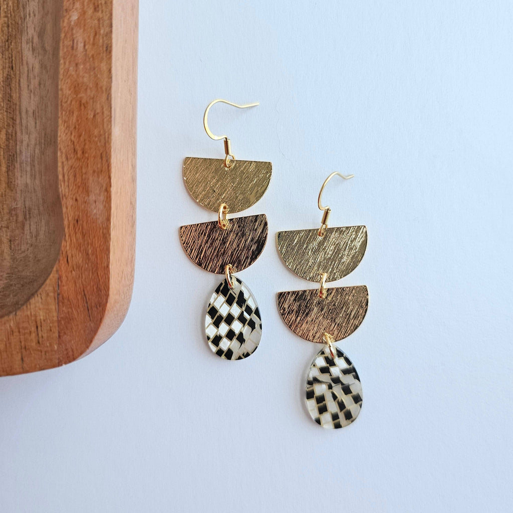 Black Shimmer Checker Aria Earrings