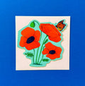 Butterfly Atop Poppies Die-Cut Greeting Card