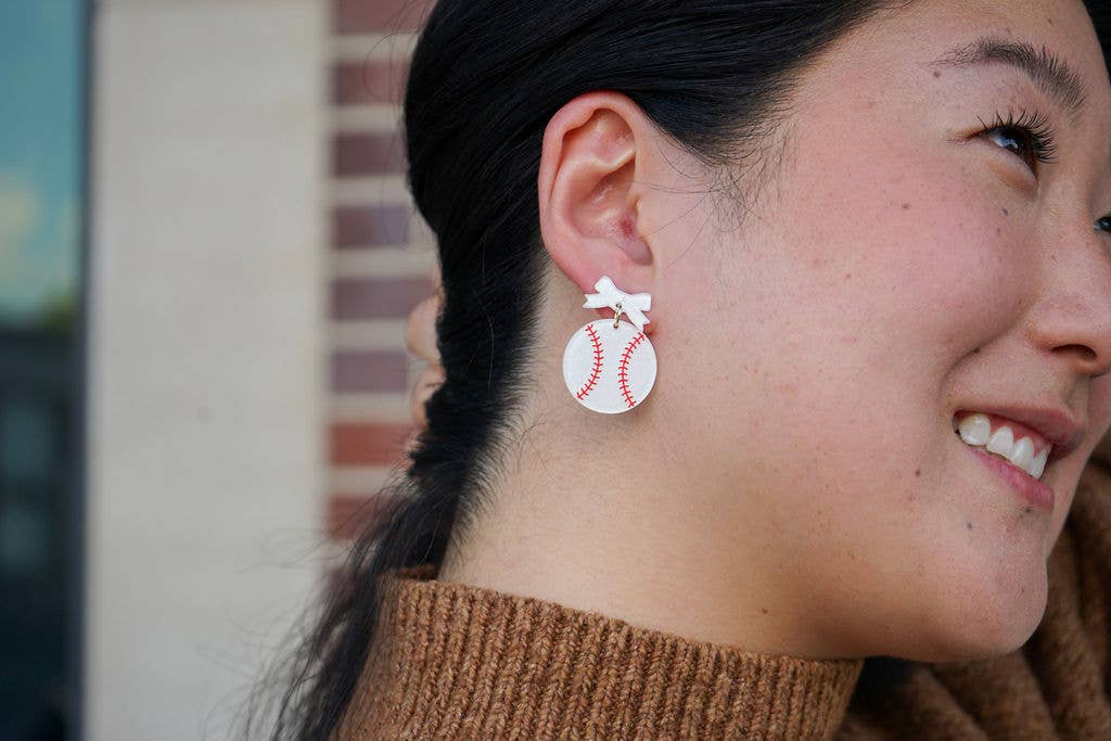 Bow Baseball Earrings // Jewelry, Earrings, Game Day