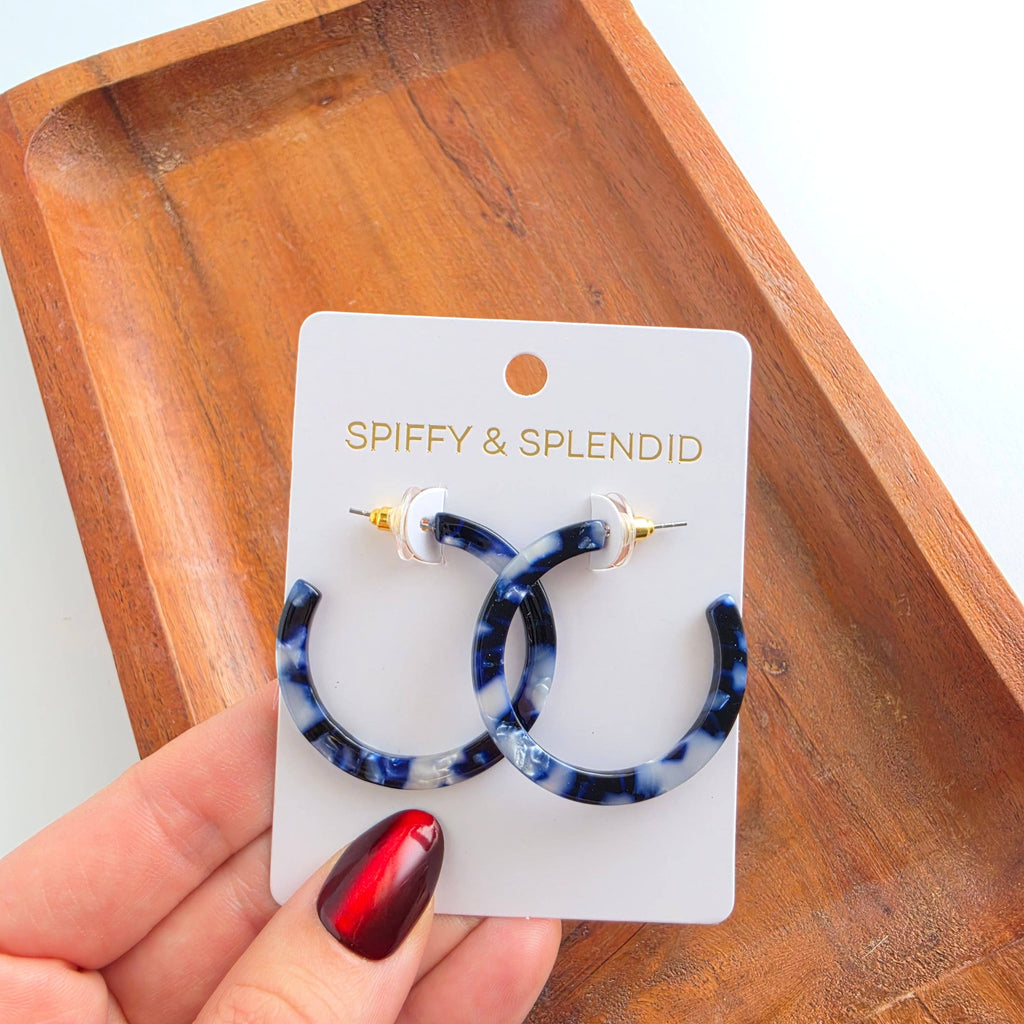 Camy Hoops - Midnight Marble // Fall, Earrings, Jewelry