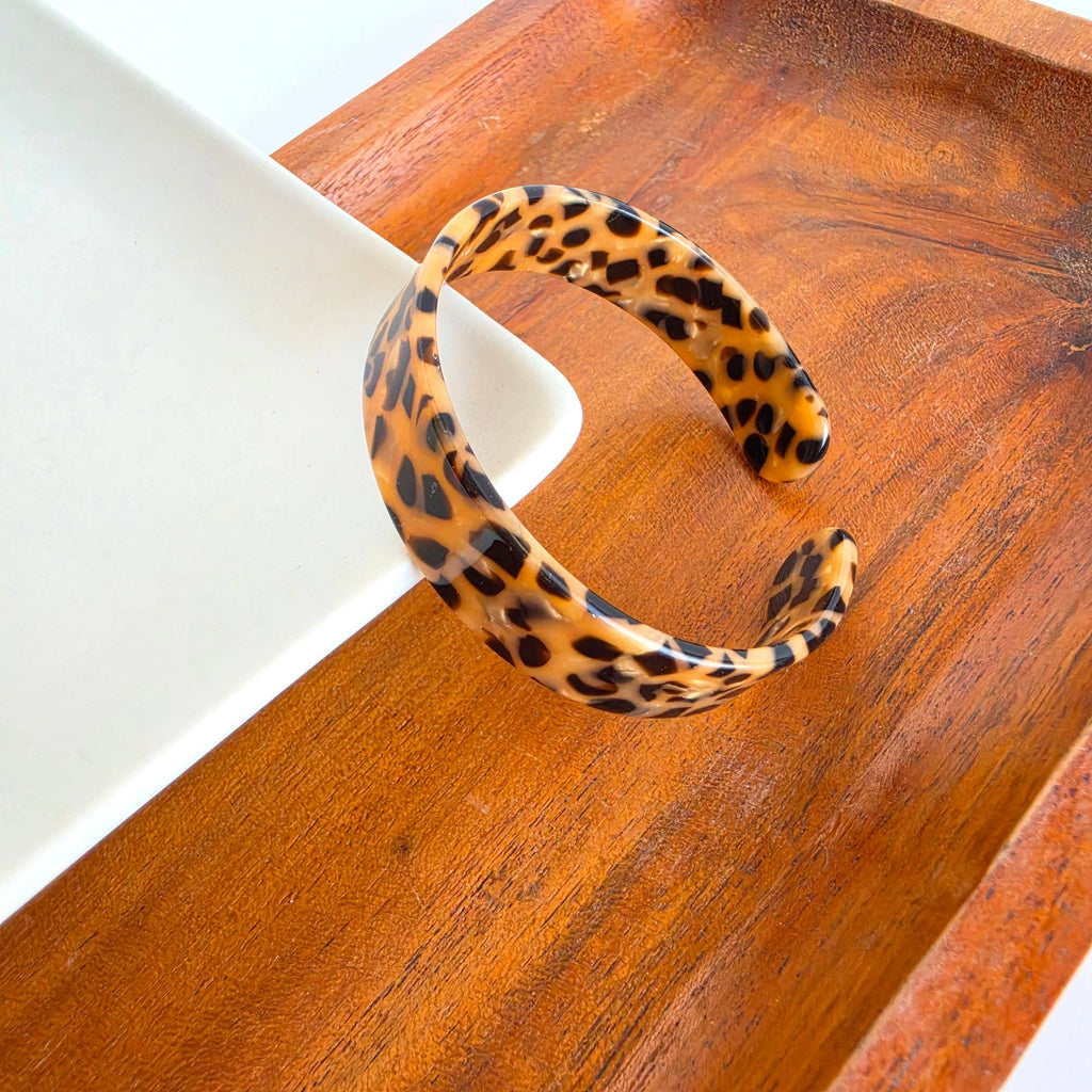 Brynn Bracelet - Cheetah - Small // Acrylic Cuff Bangle