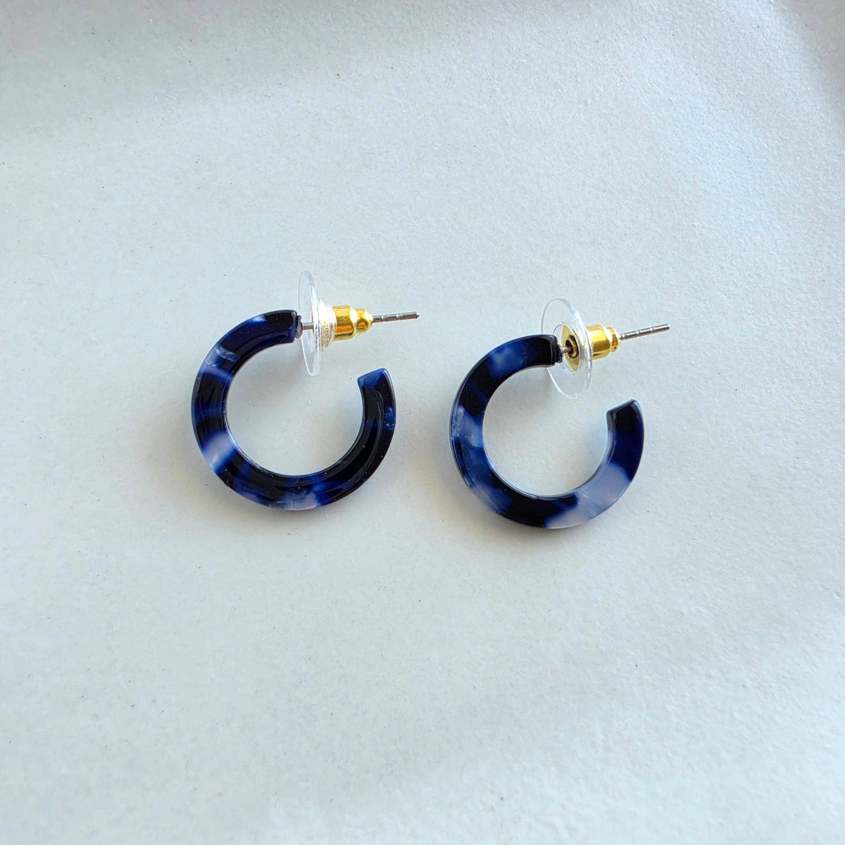Micro Hoops - Midnight Marble // Fall, Earrings, Jewelry