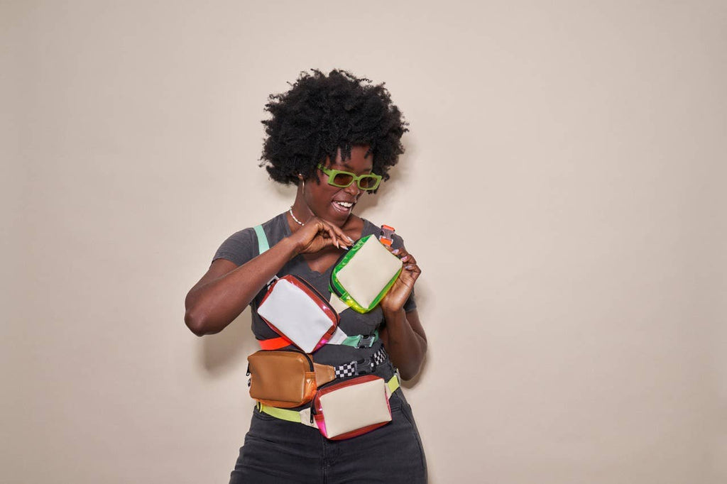 Brown & Orange w/ Checkered Strap Fanny Pack