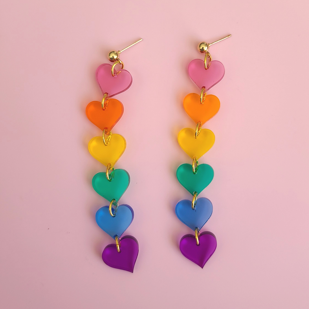 Rainbow Hearts with Translucent Acrylic