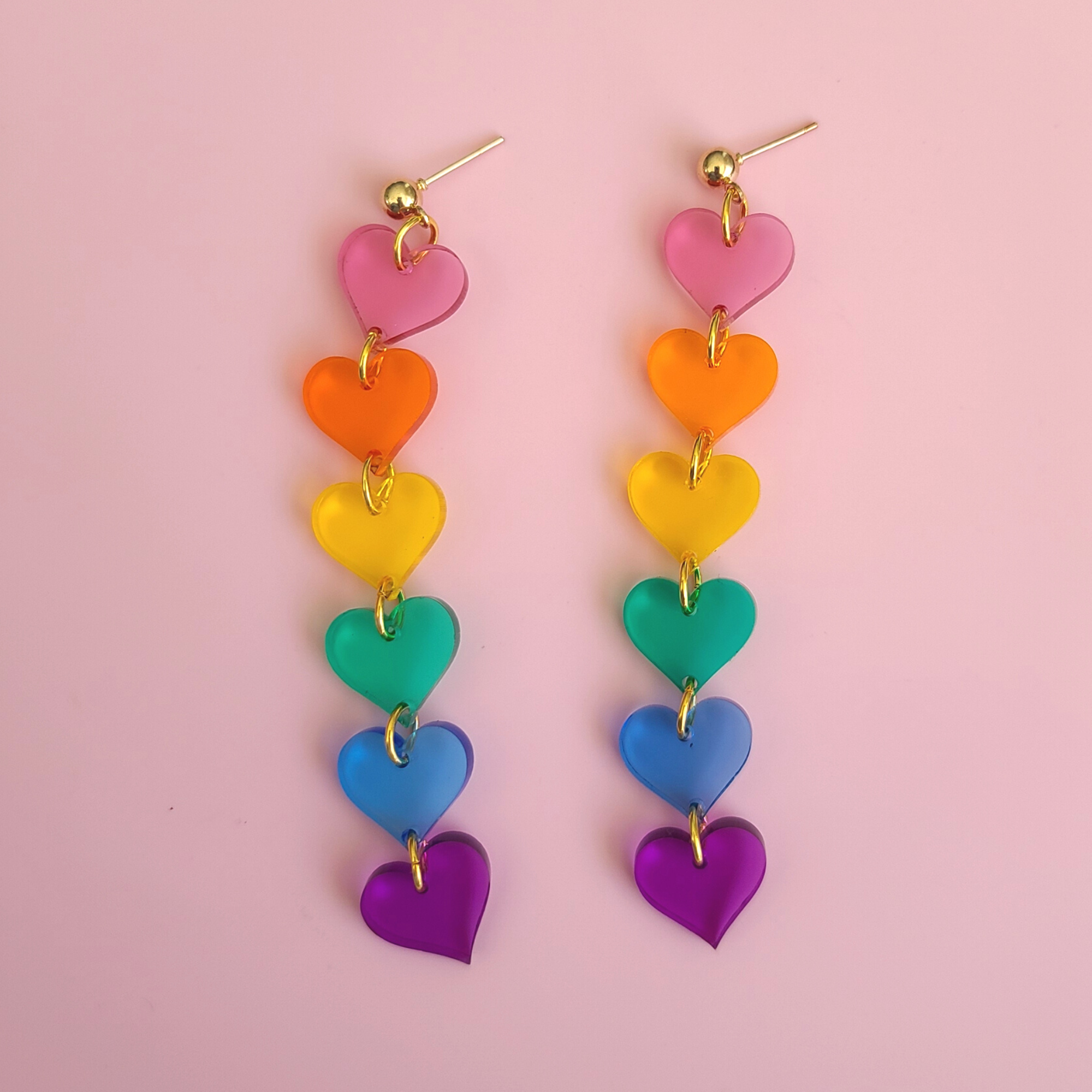Rainbow Hearts with Translucent Acrylic