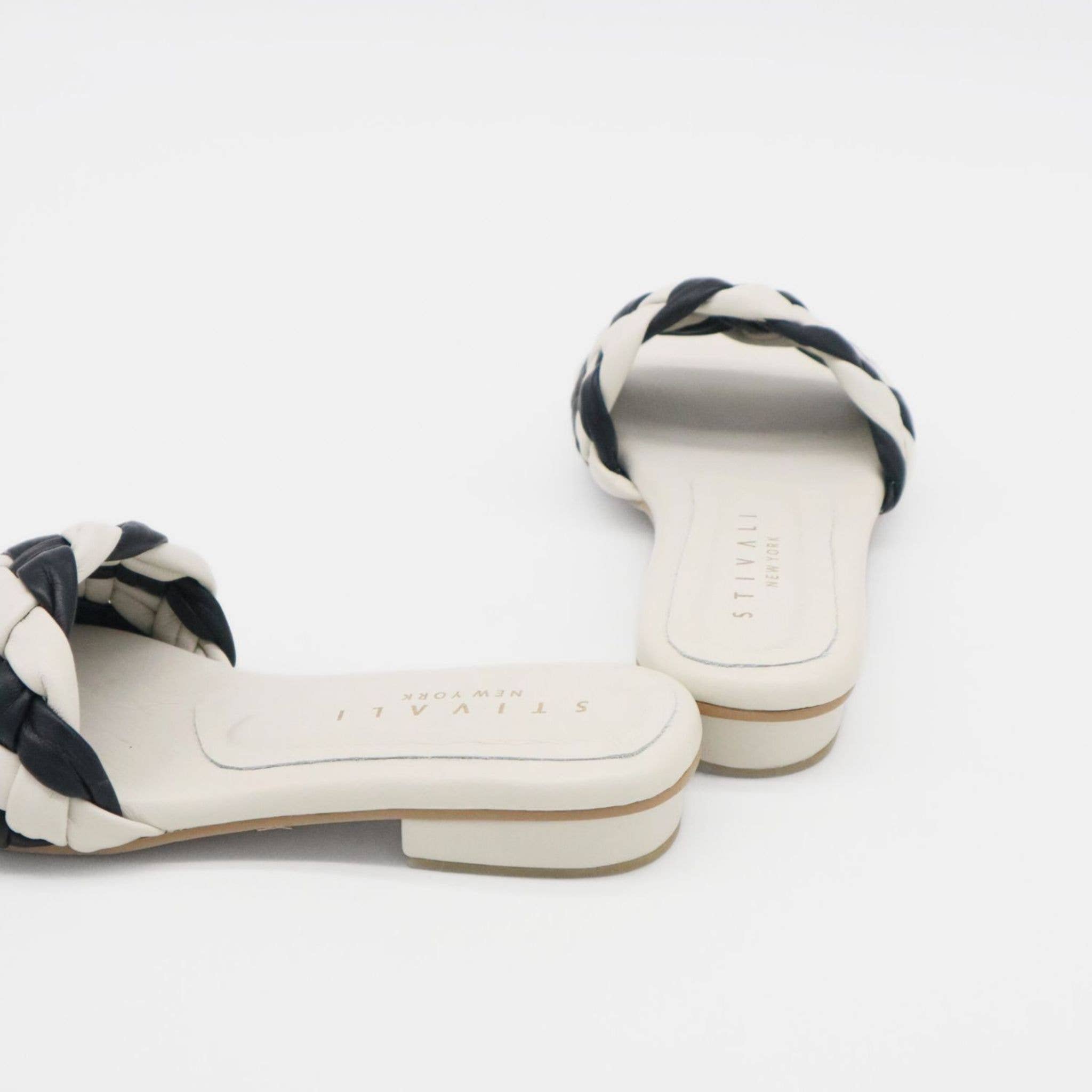Athena Braided Black & Ivory Sandals