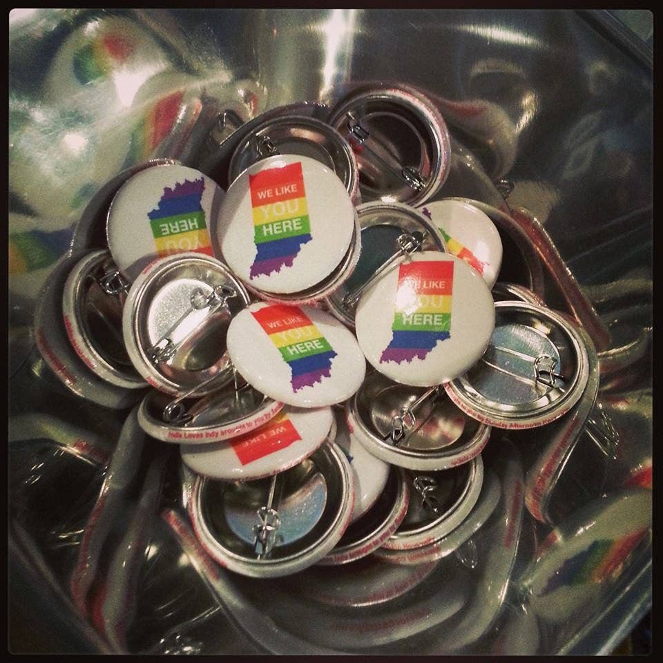 We Like You Here Indiana Button