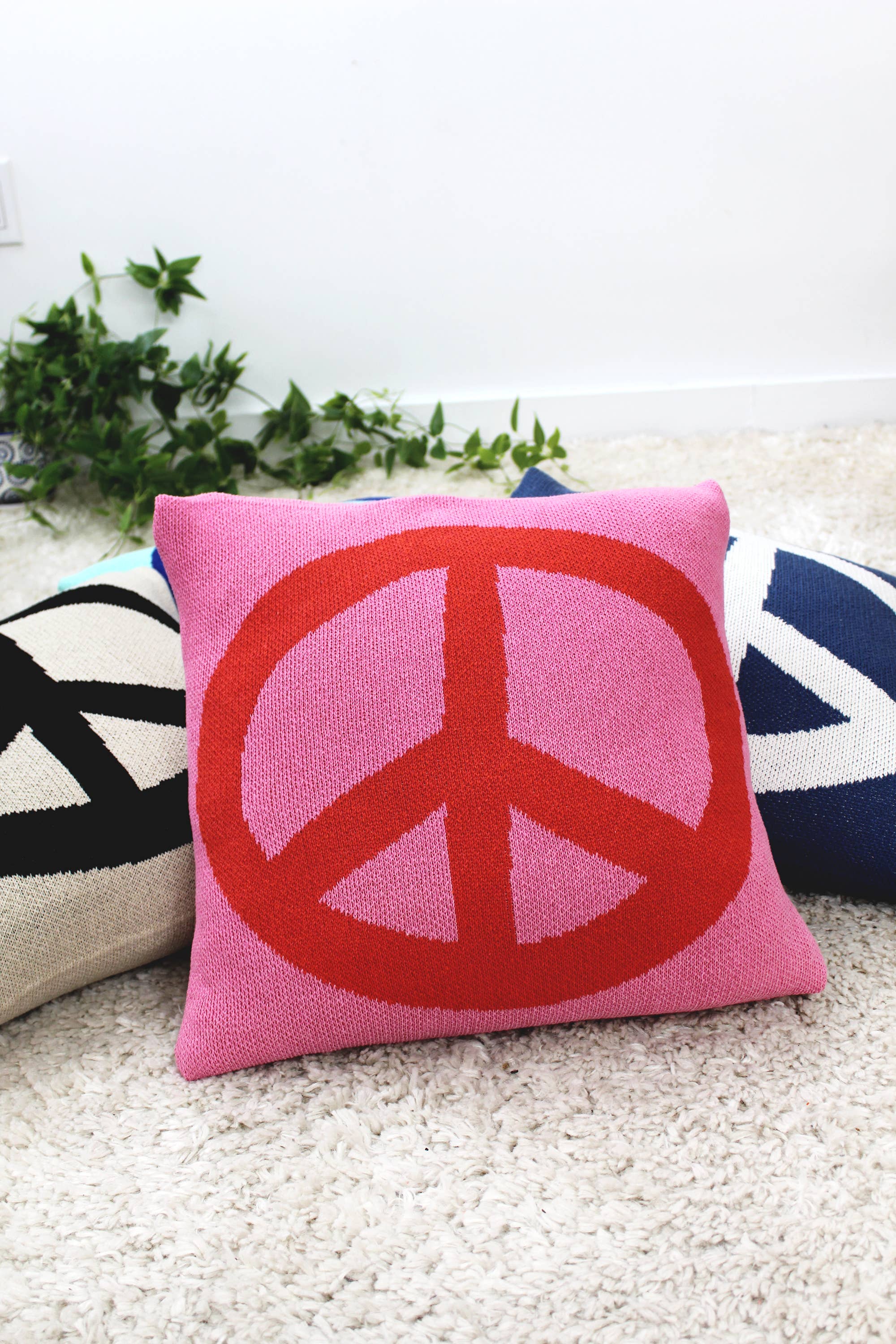 Peace Sign Knit Pillow