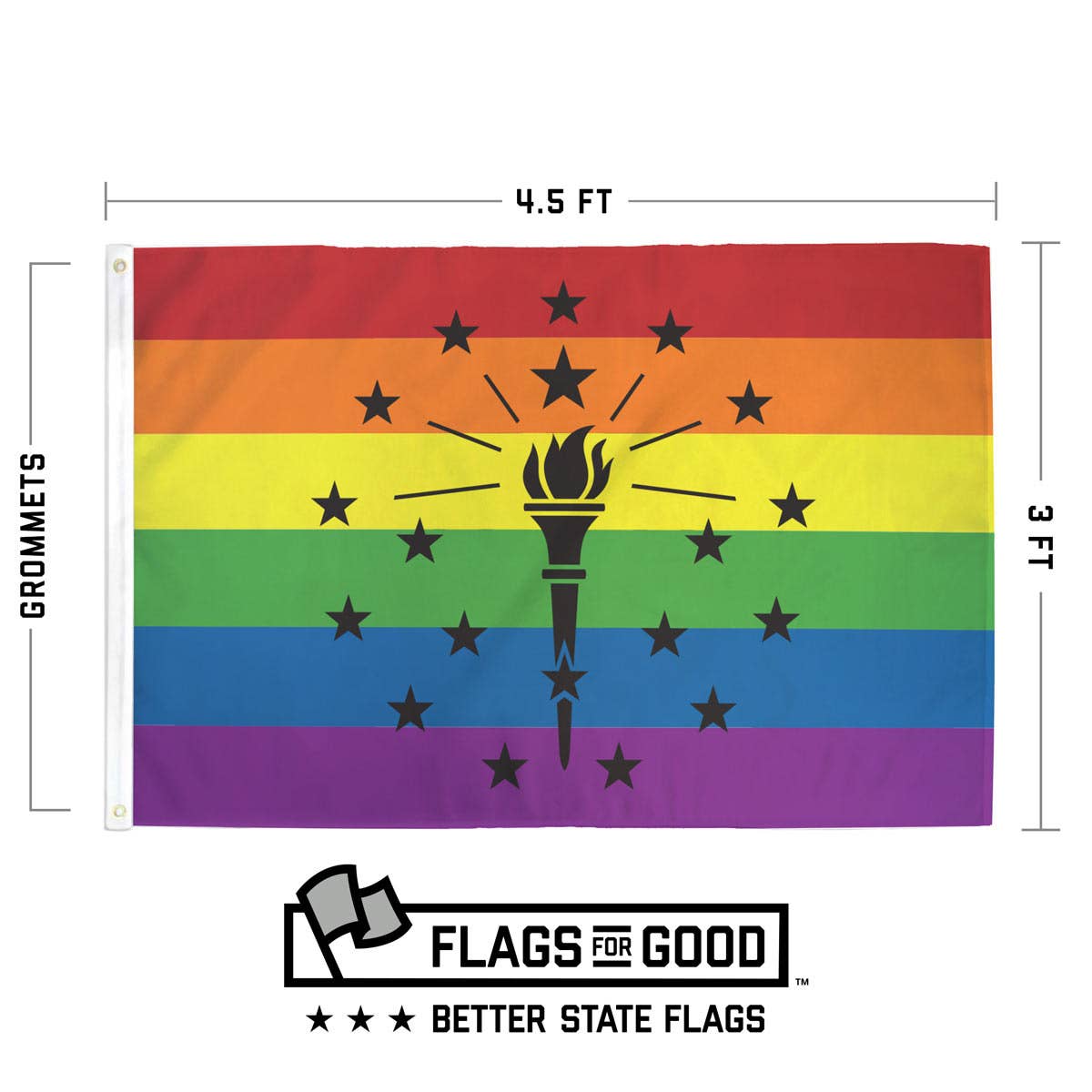 Indiana Rainbow Pride Flag