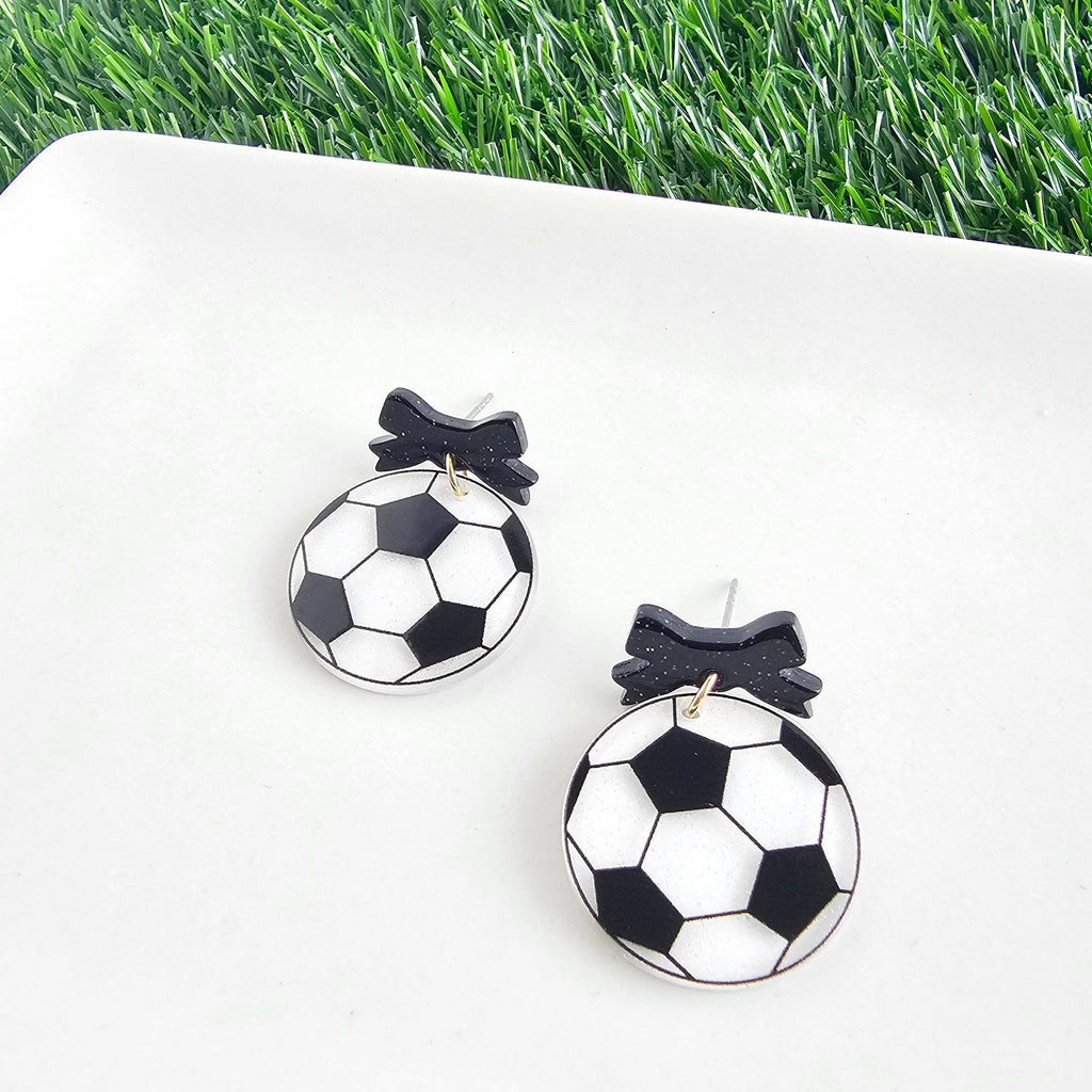 Bow Soccer Ball Earrings // Jewelry, Game Day
