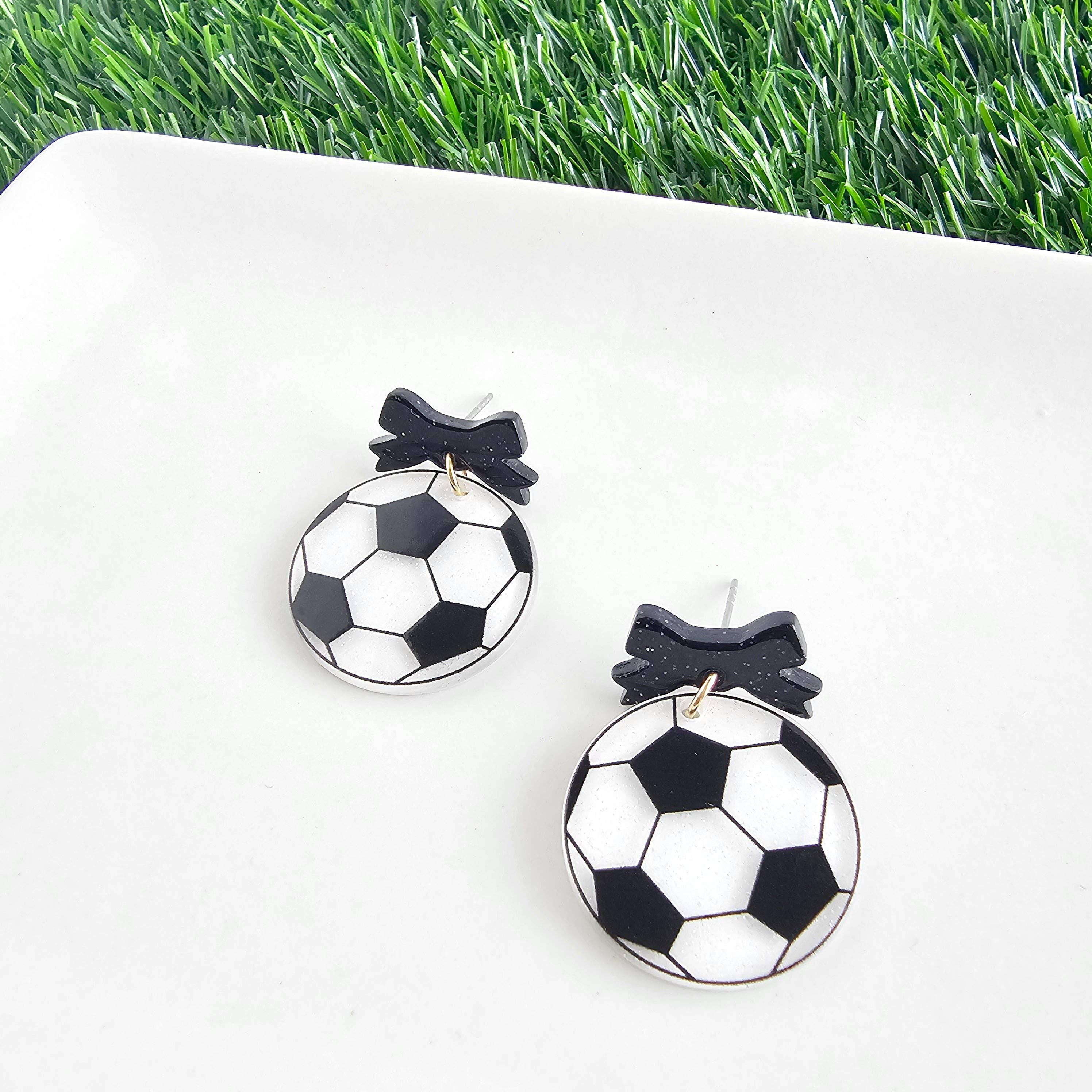 Bow Soccer Ball Earrings // Jewelry, Game Day