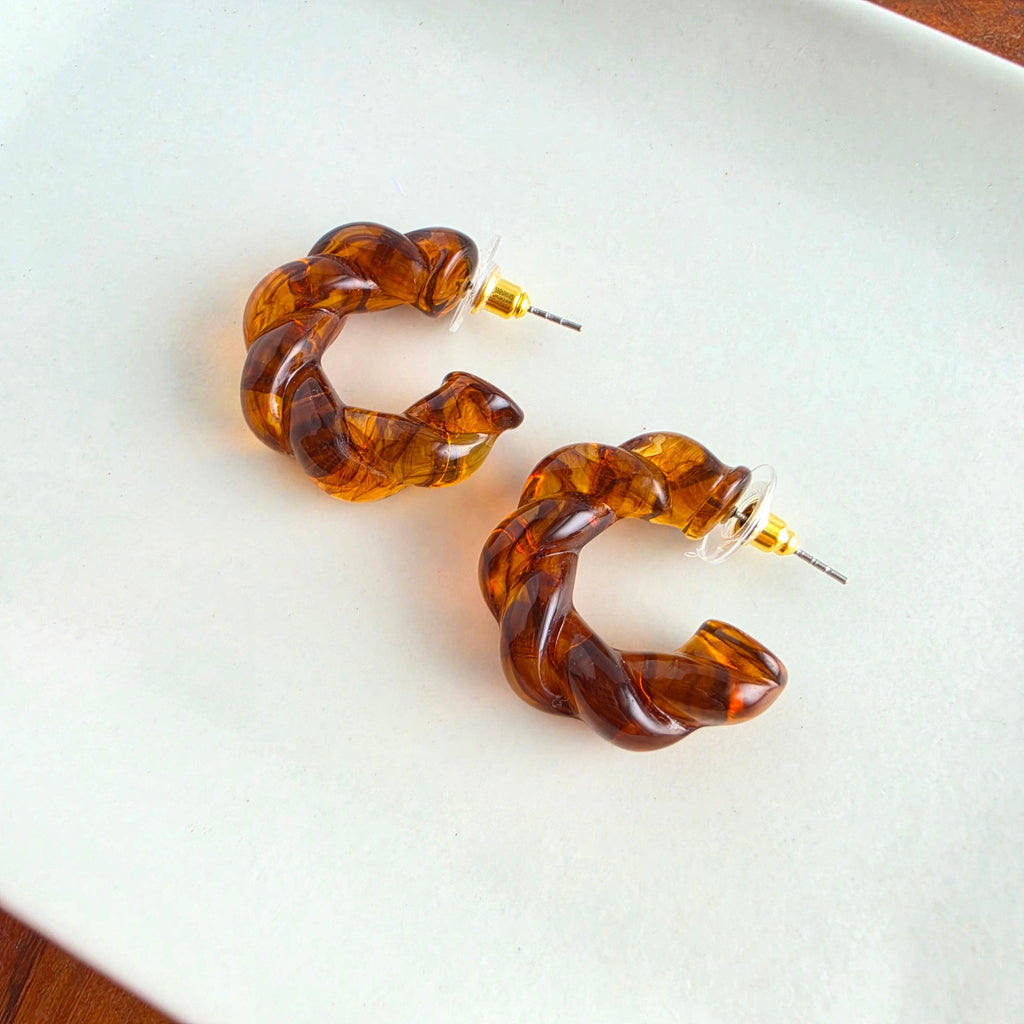 Ramona Hoops - Amber // Fall, Resin, Earrings, Jewelry