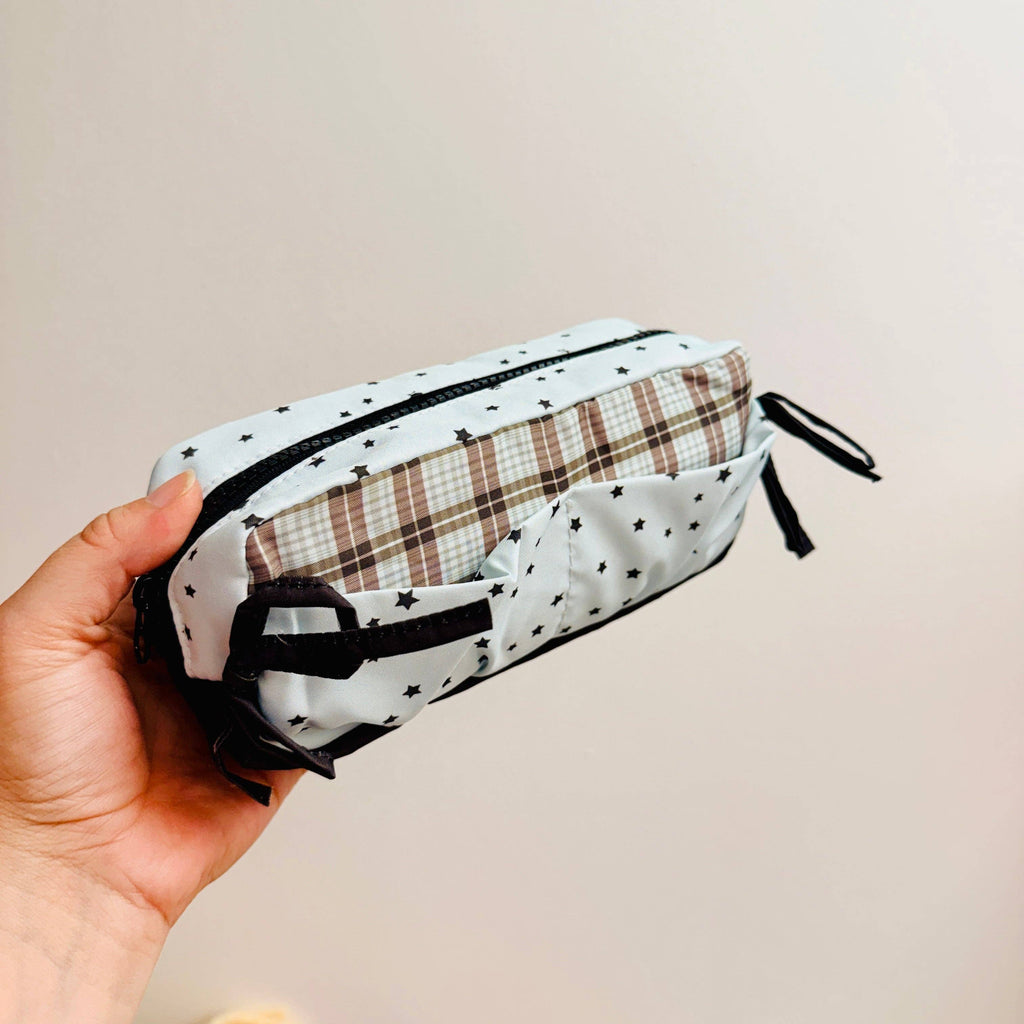 Mint Stars and Bows Makeup Bag