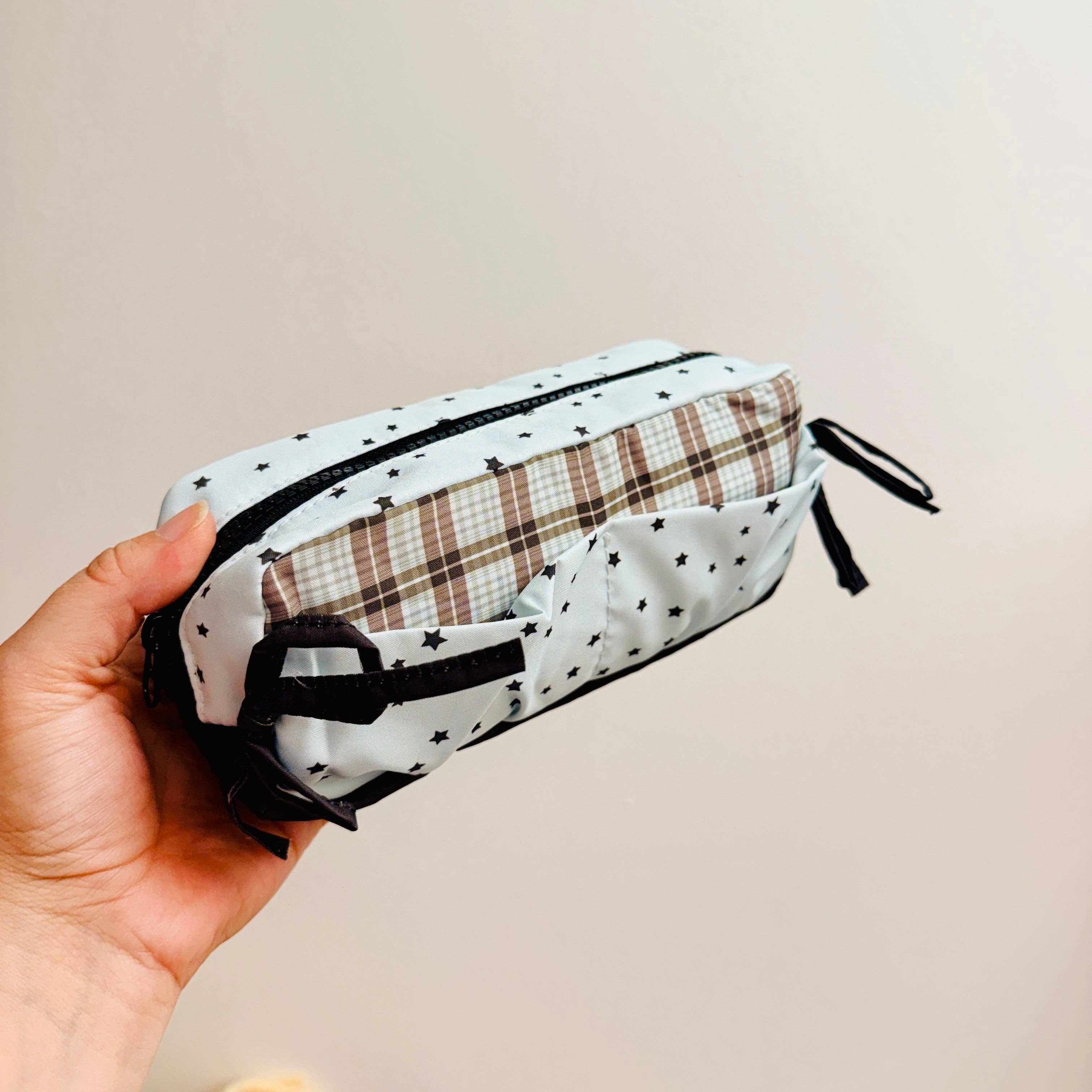 Mint Stars and Bows Makeup Bag