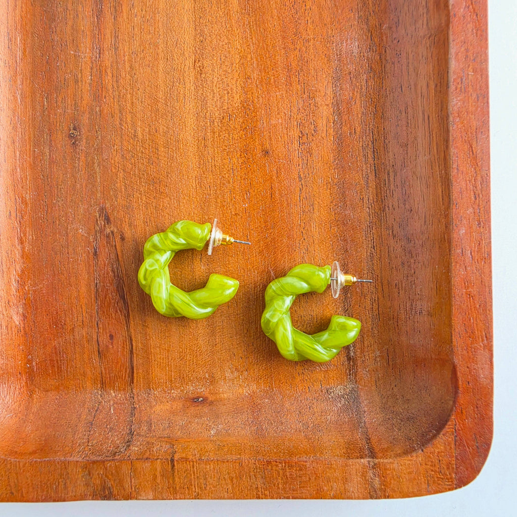 Ramona Hoops - Olive Green // Fall, Resin, Earrings, Jewelry