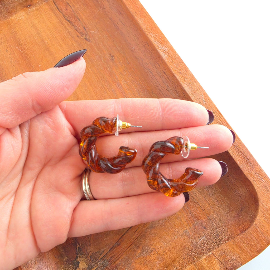 Ramona Hoops - Amber // Fall, Resin, Earrings, Jewelry