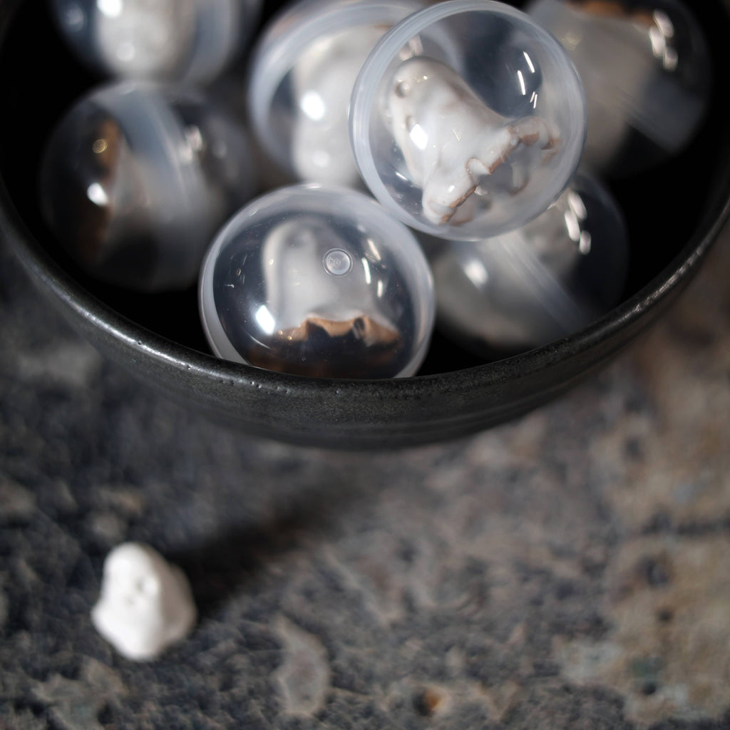Handmade Tiny Ceramic Ghost in a Bubble | Mini Ghost Figurin