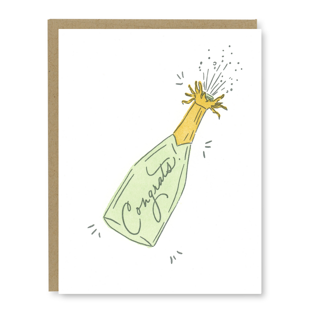 Champagne Congrats Card | Letterpress Congratulations Card