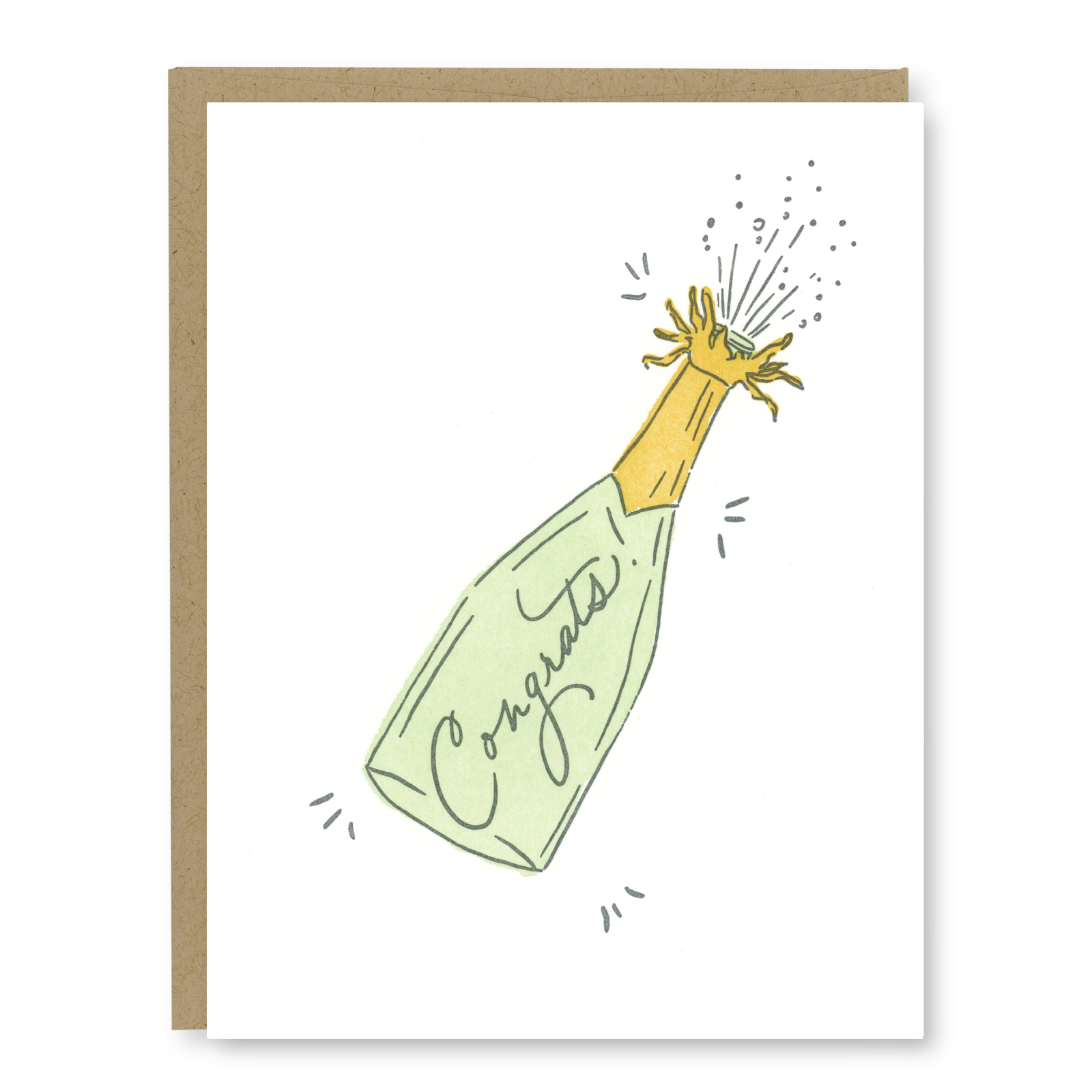 Champagne Congrats Card | Letterpress Congratulations Card