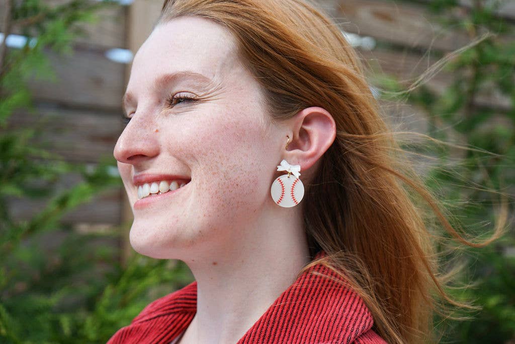 Bow Baseball Earrings // Jewelry, Earrings, Game Day