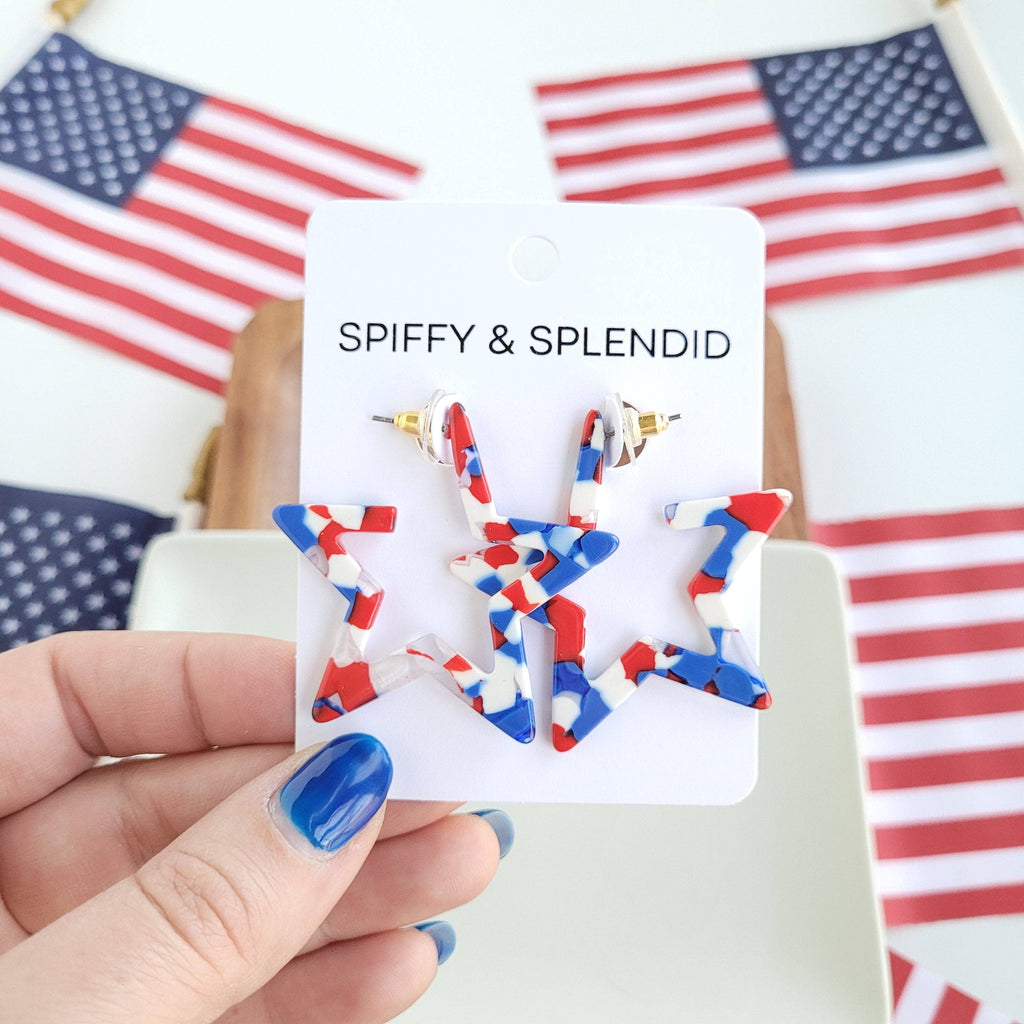 Red, White & Blue Star Hoops