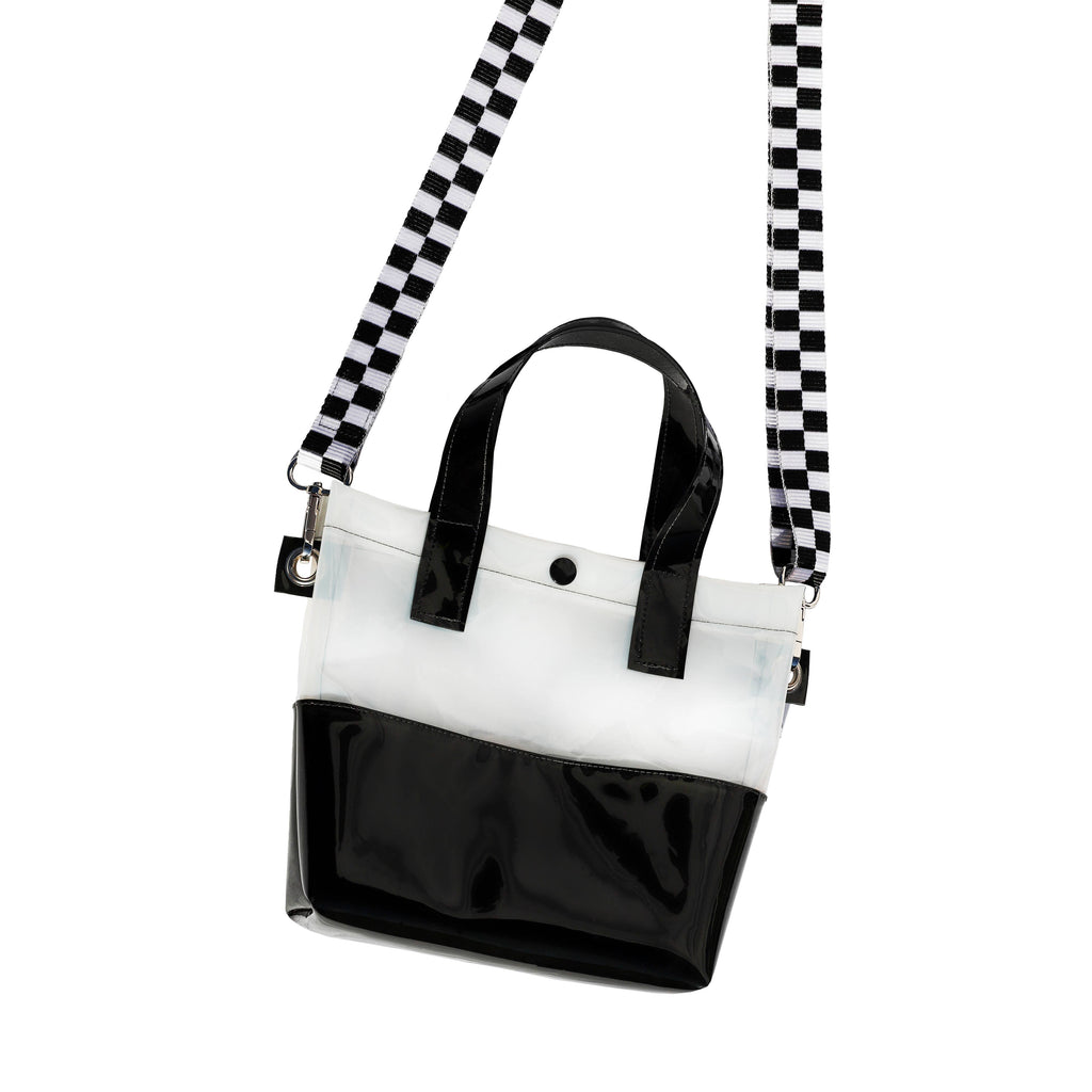 Black & White Vinyl Handle Bag