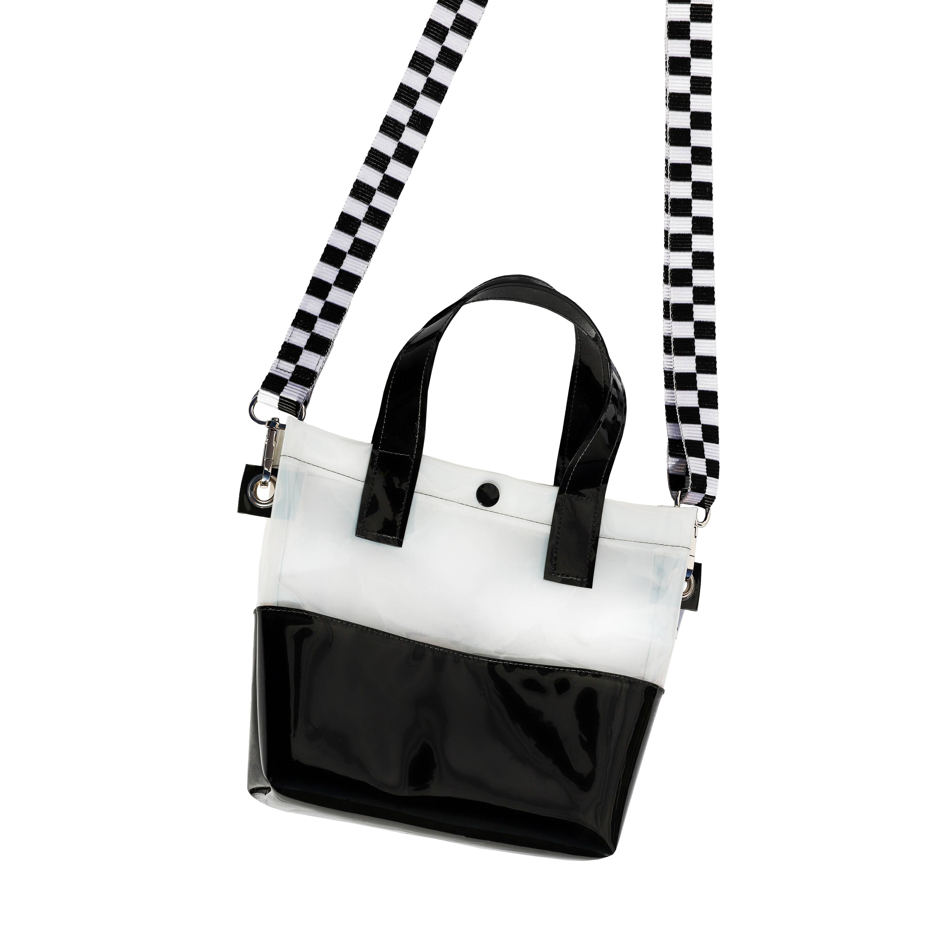 Black & White Vinyl Handle Bag