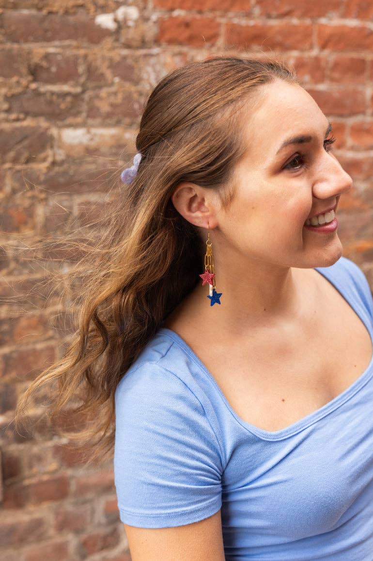 Red, White & Blue Firework Star Earrings