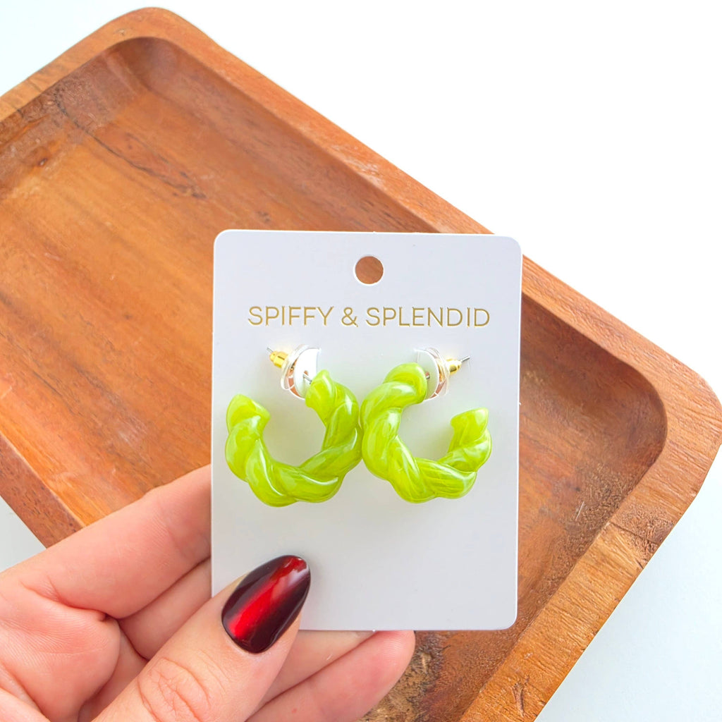 Ramona Hoops - Olive Green // Fall, Resin, Earrings, Jewelry