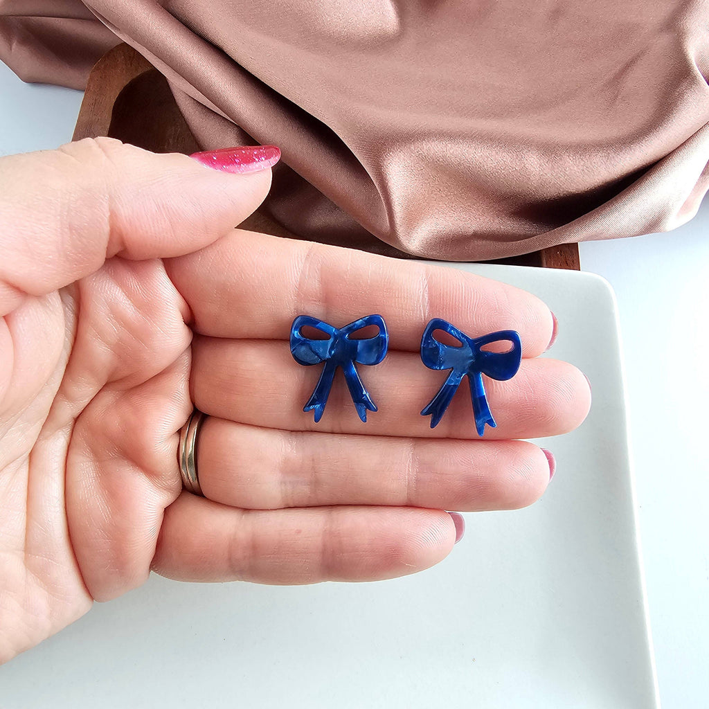 Bow Studs - Navy // Jewelry, Earrings, Fall