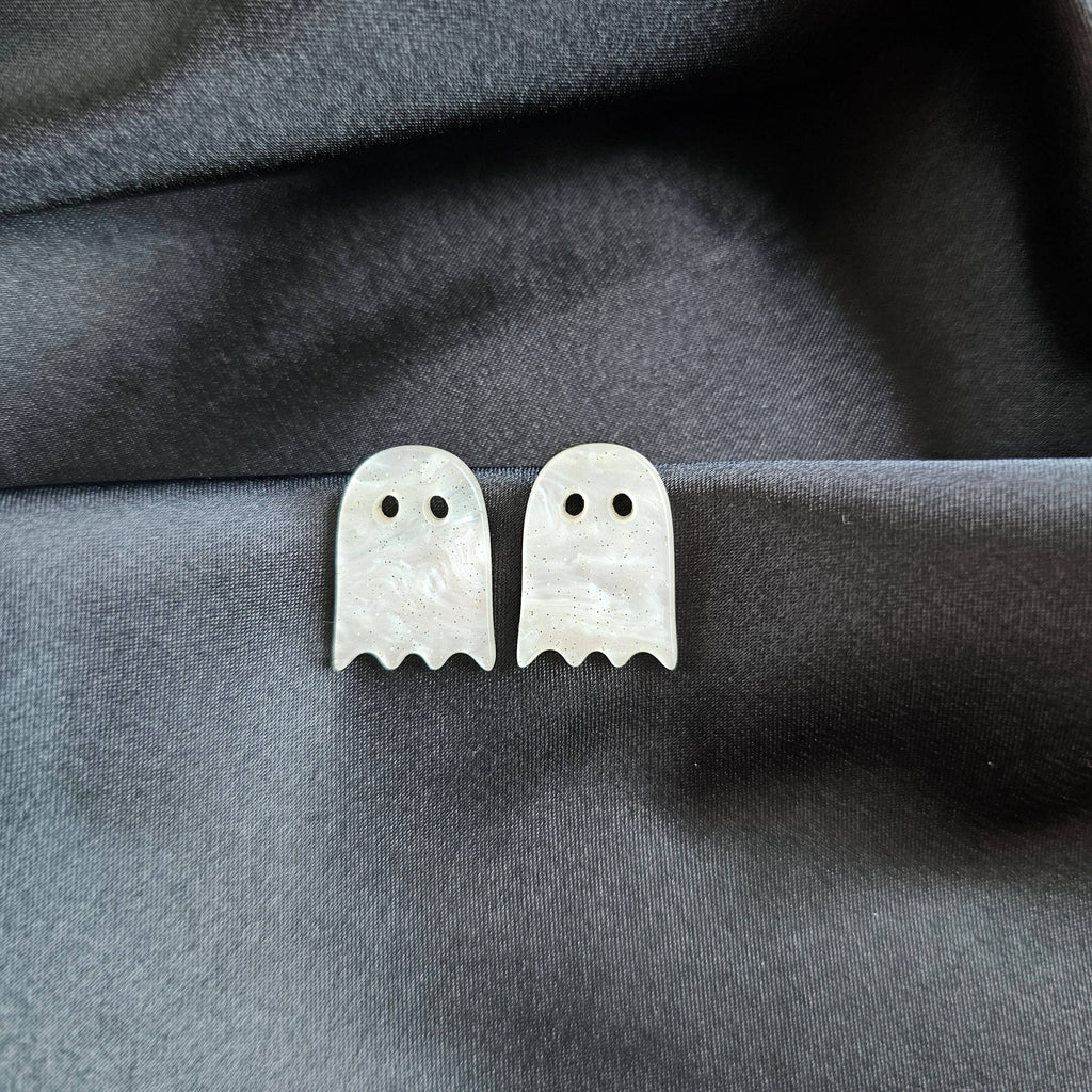 White Shimmer Ghost Studs