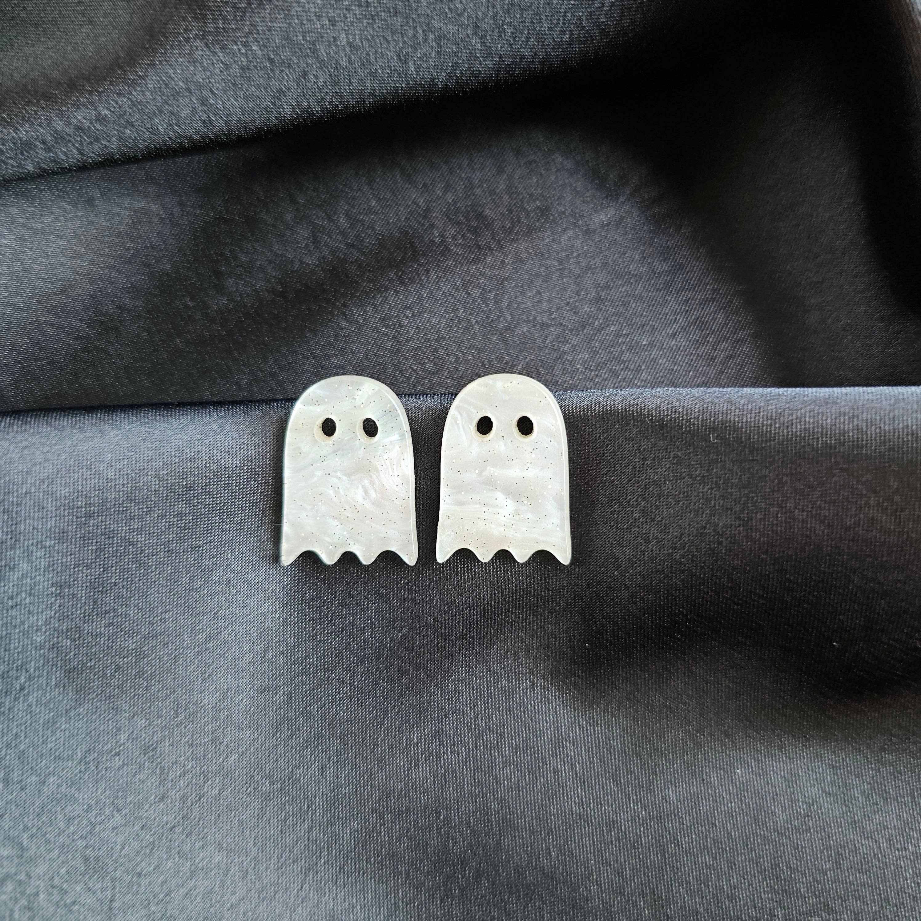White Shimmer Ghost Studs