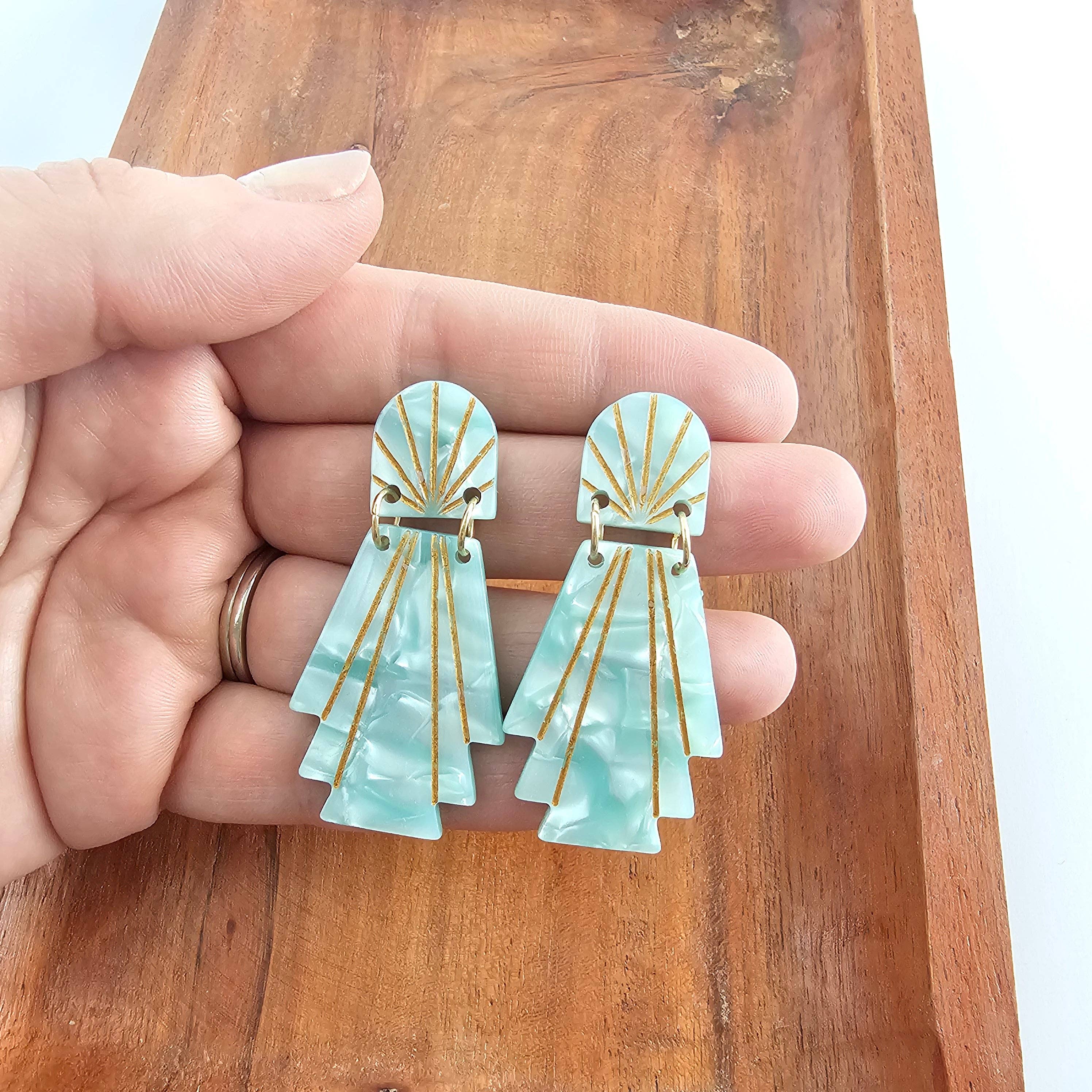 Lucille Earrings - Mint // Jewelry, Art Deco