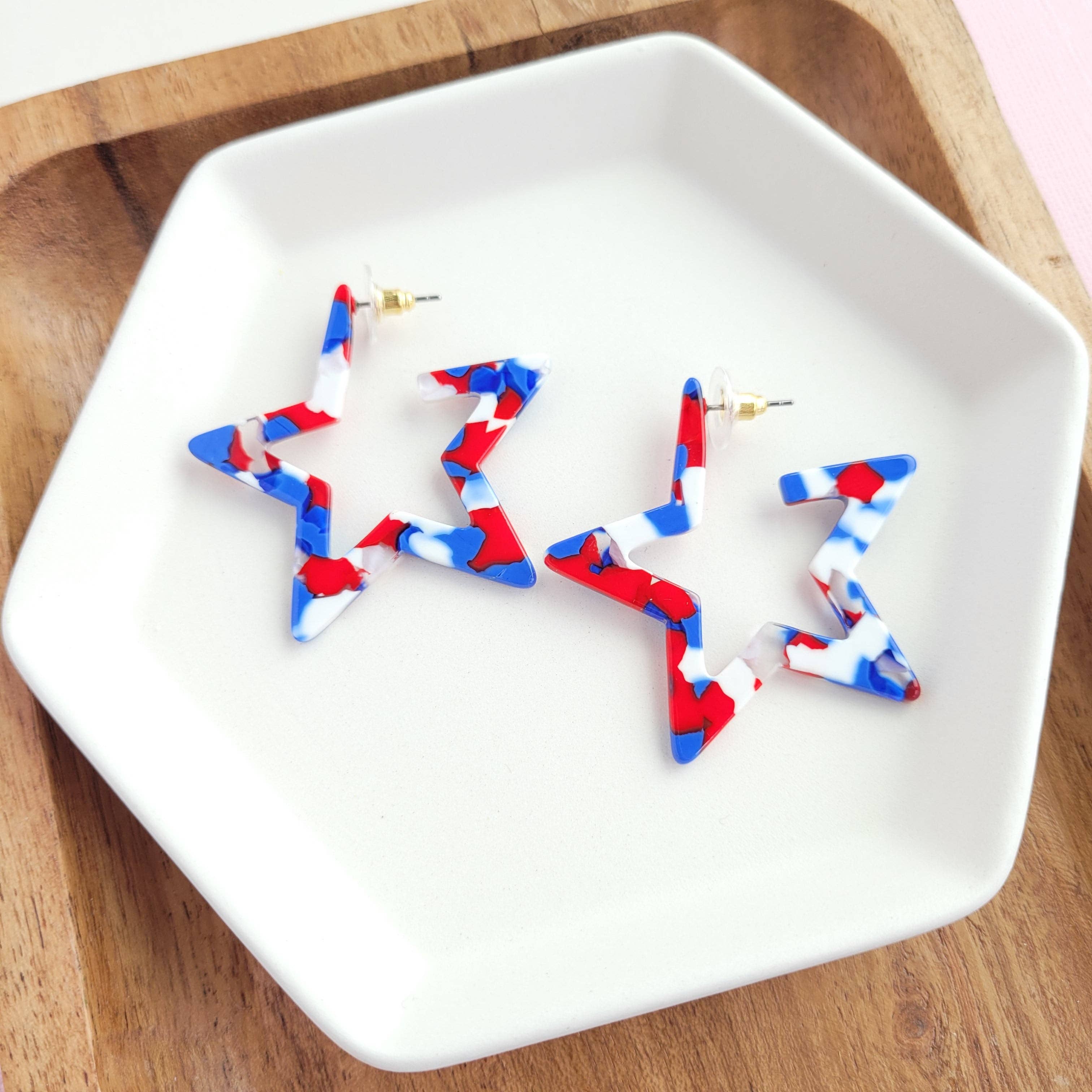 Red, White & Blue Star Hoops