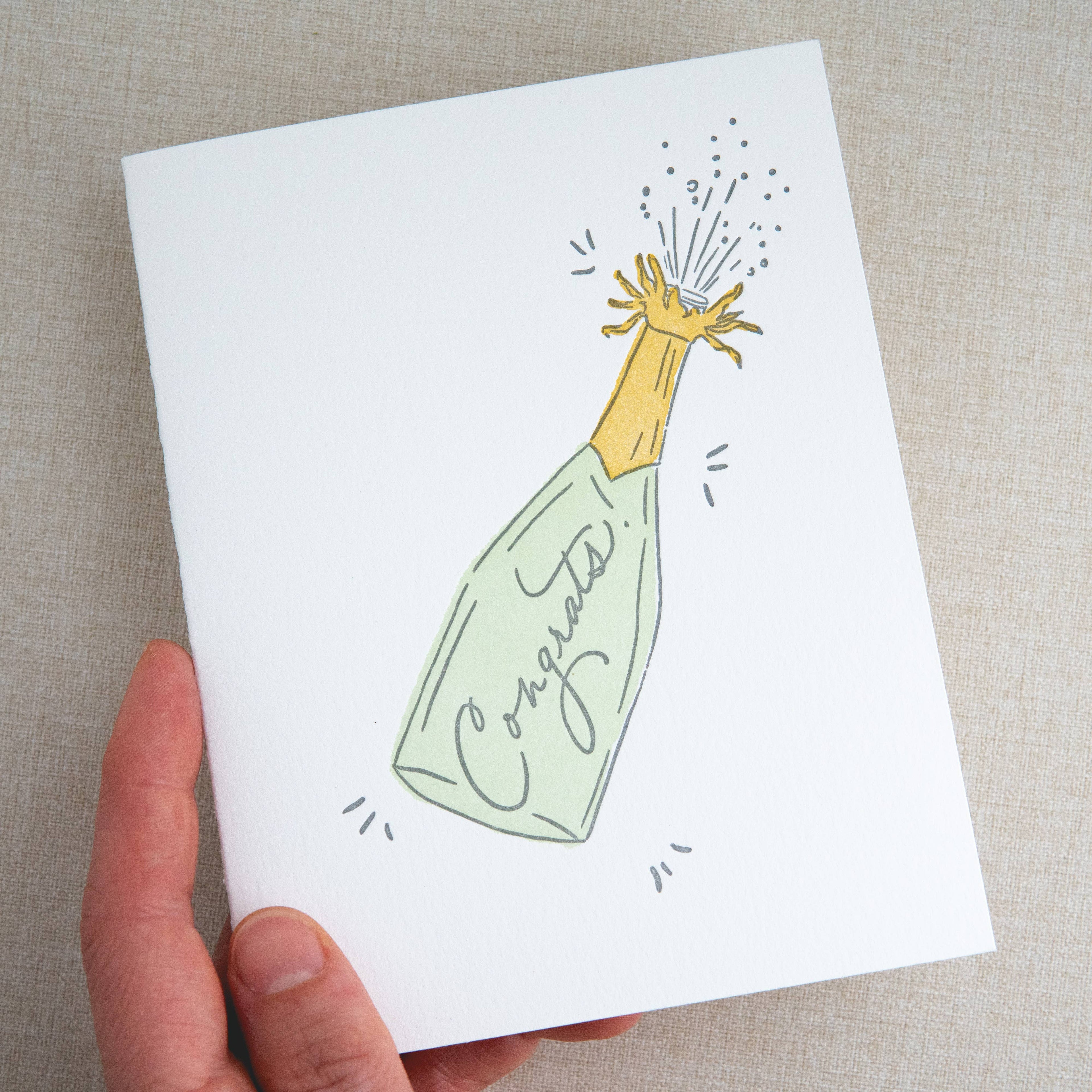 Champagne Congrats Card | Letterpress Congratulations Card